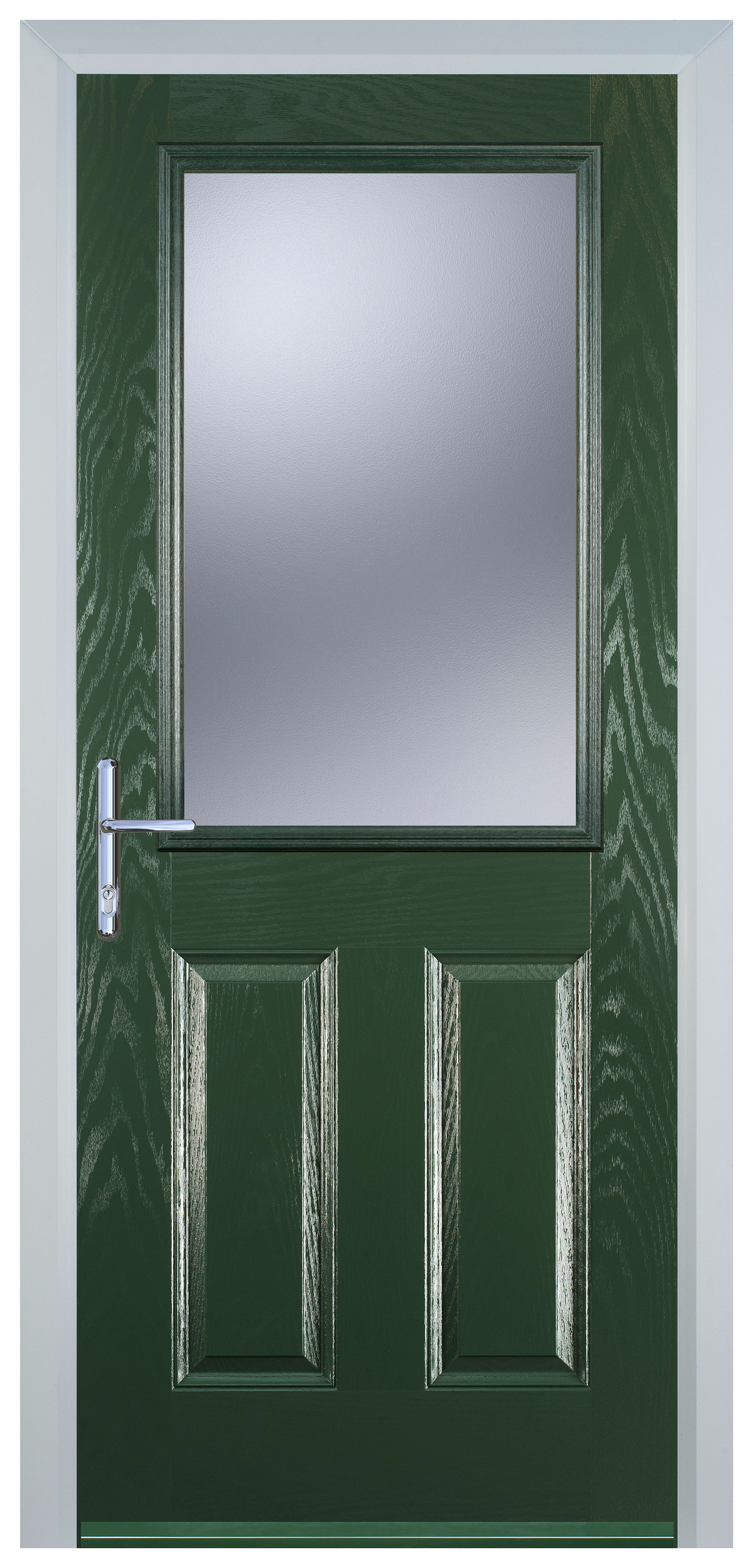 Door-Stop 2 Panel 1 Square Green Right Hand GRP Composite Door - 2100mm