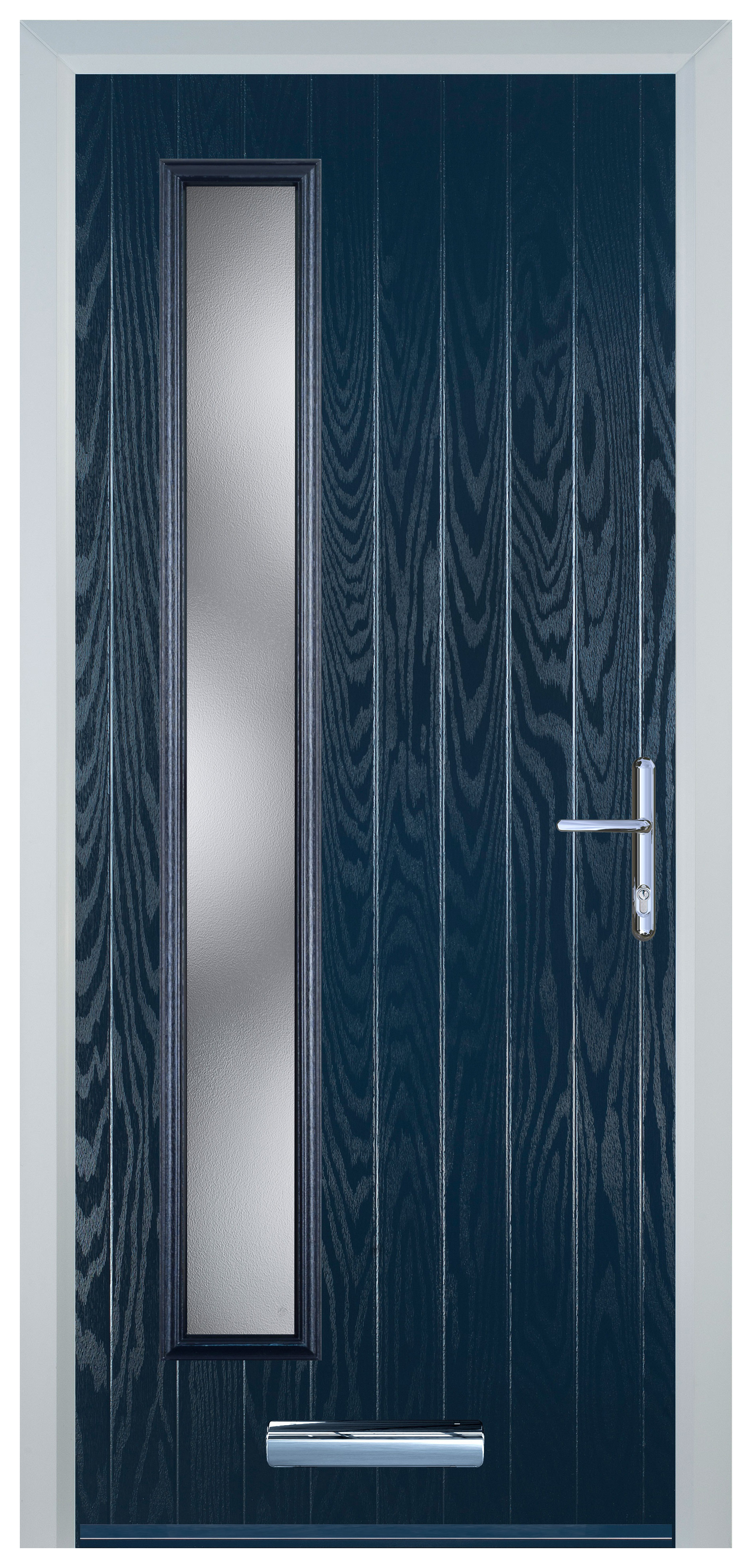 Door-Stop Cottage Long Glazed Blue Left Hand Composite Door - 2100mm