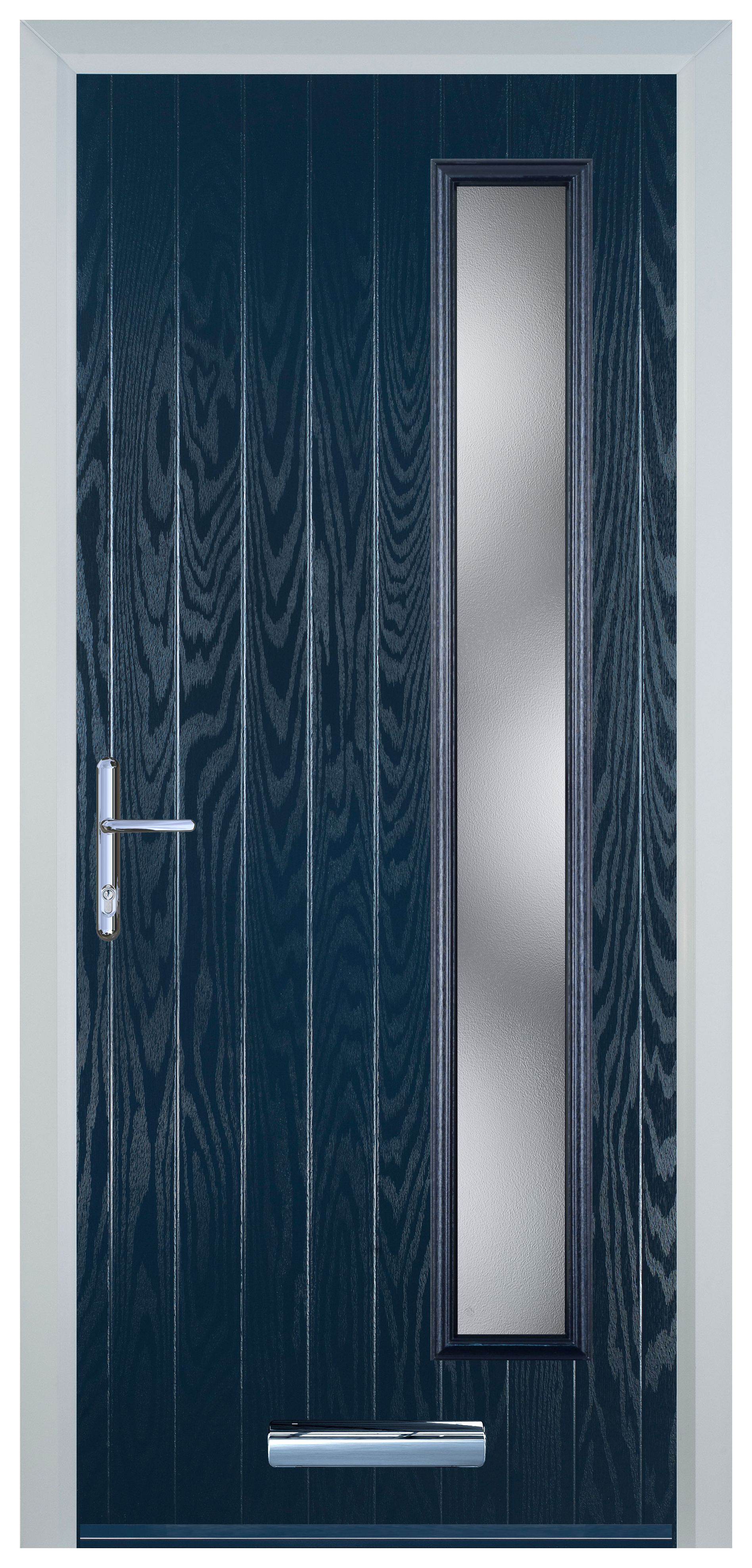 Door-Stop Cottage Long Glazed Blue Right Hand Composite Door - 2100mm