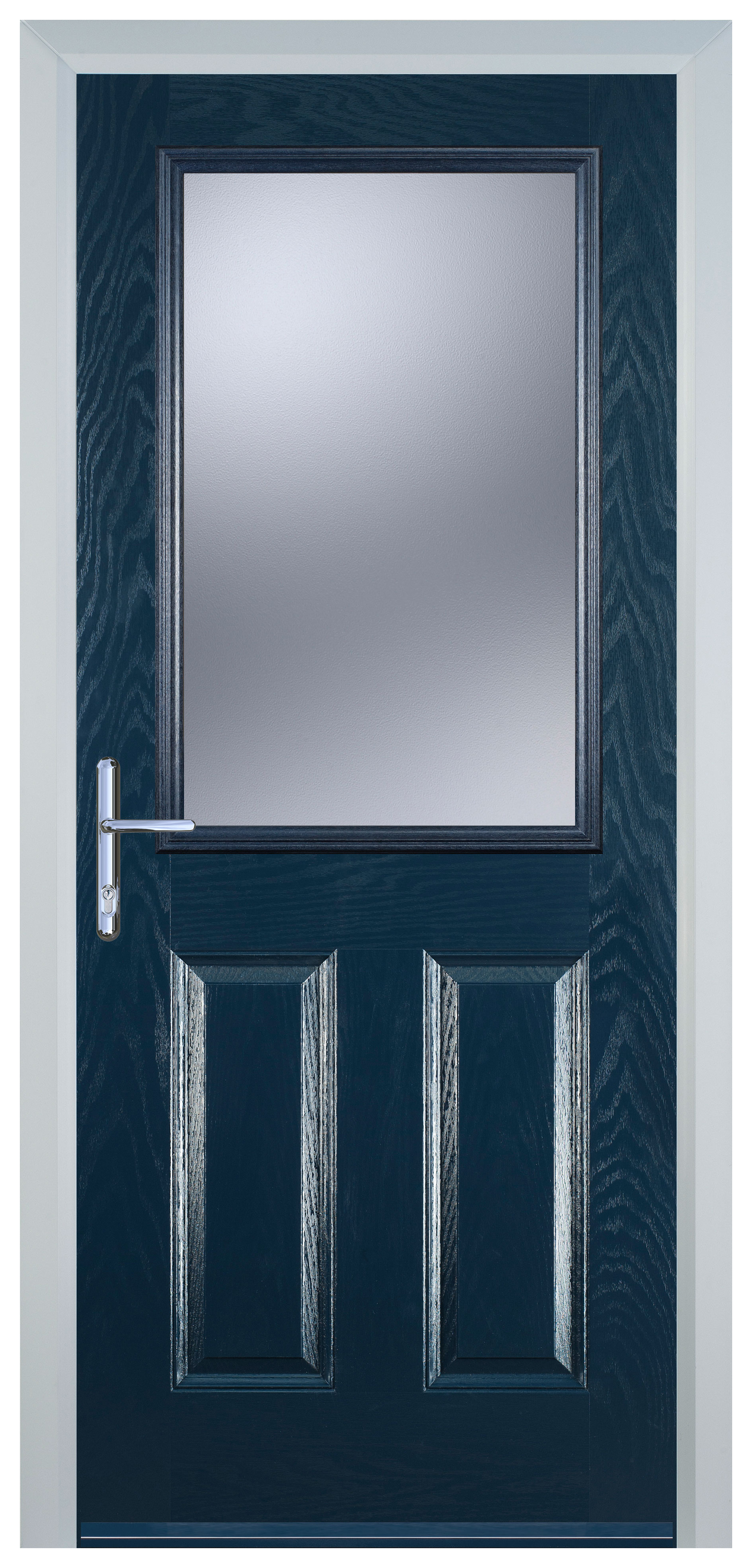 Door-Stop 2 Panel 1 Square Blue Right Hand GRP Composite Door - 2100mm