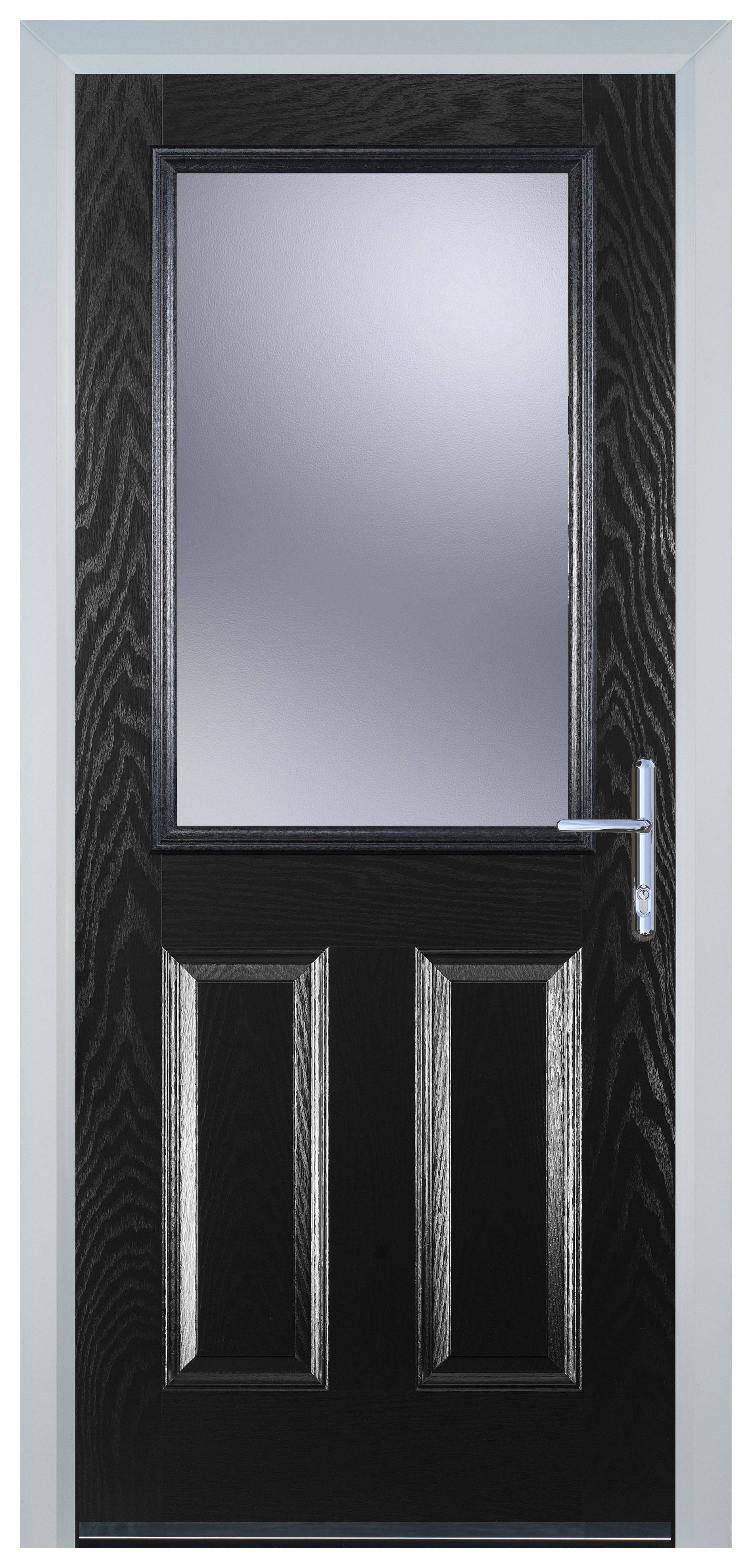 Door-Stop 2 Panel 1 Square Black Left Hand GRP Composite Door - 2100mm