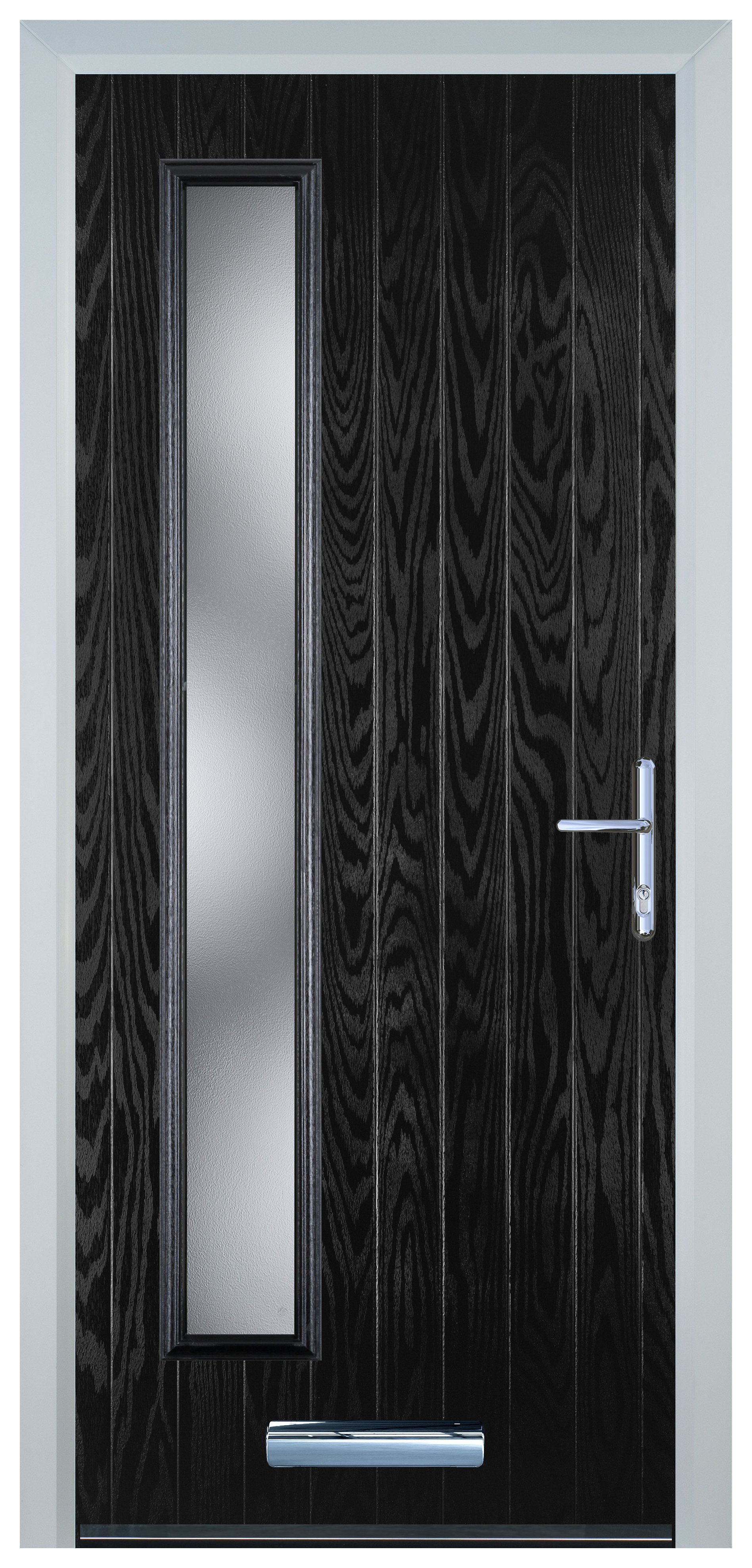 Door-Stop Cottage Long Glazed Black Left Hand Composite Door - 2100mm