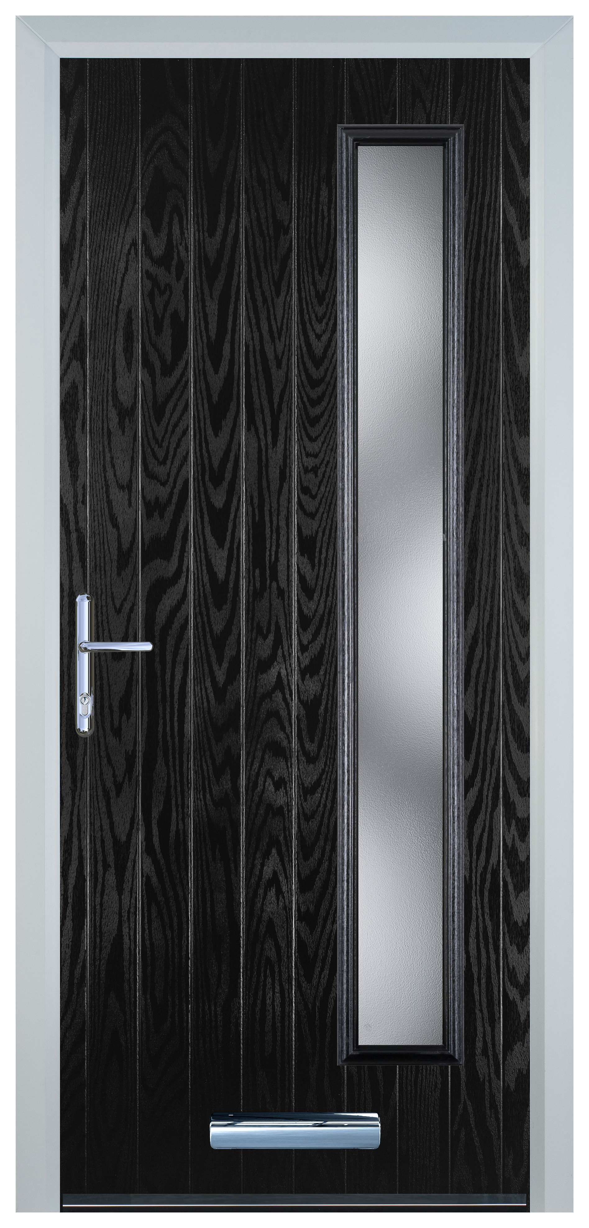 Door-Stop Cottage Long Glazed Black Right Hand Composite Door - 2100mm