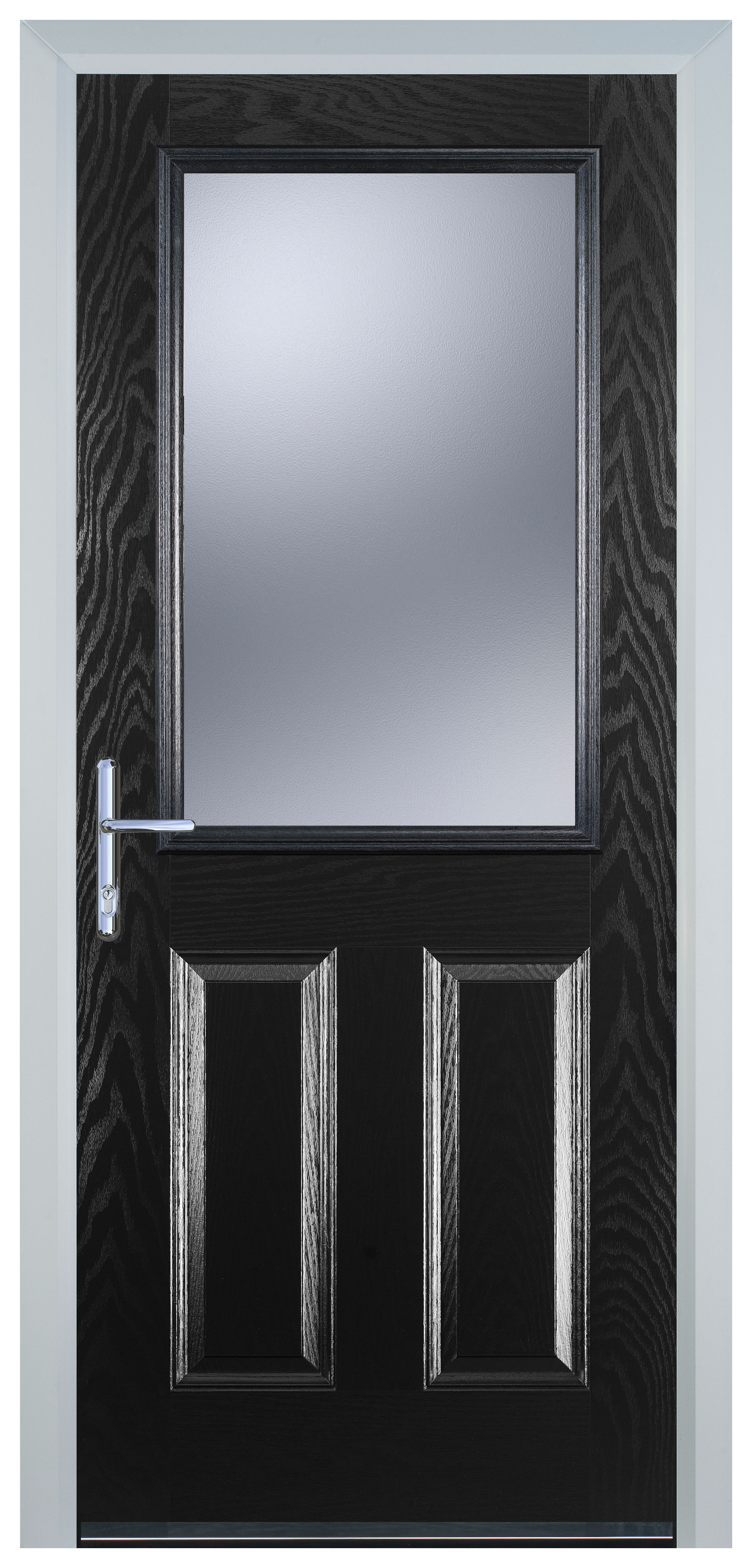 Door-Stop 2 Panel 1 Square Black Right Hand GRP Composite Door - 2100mm