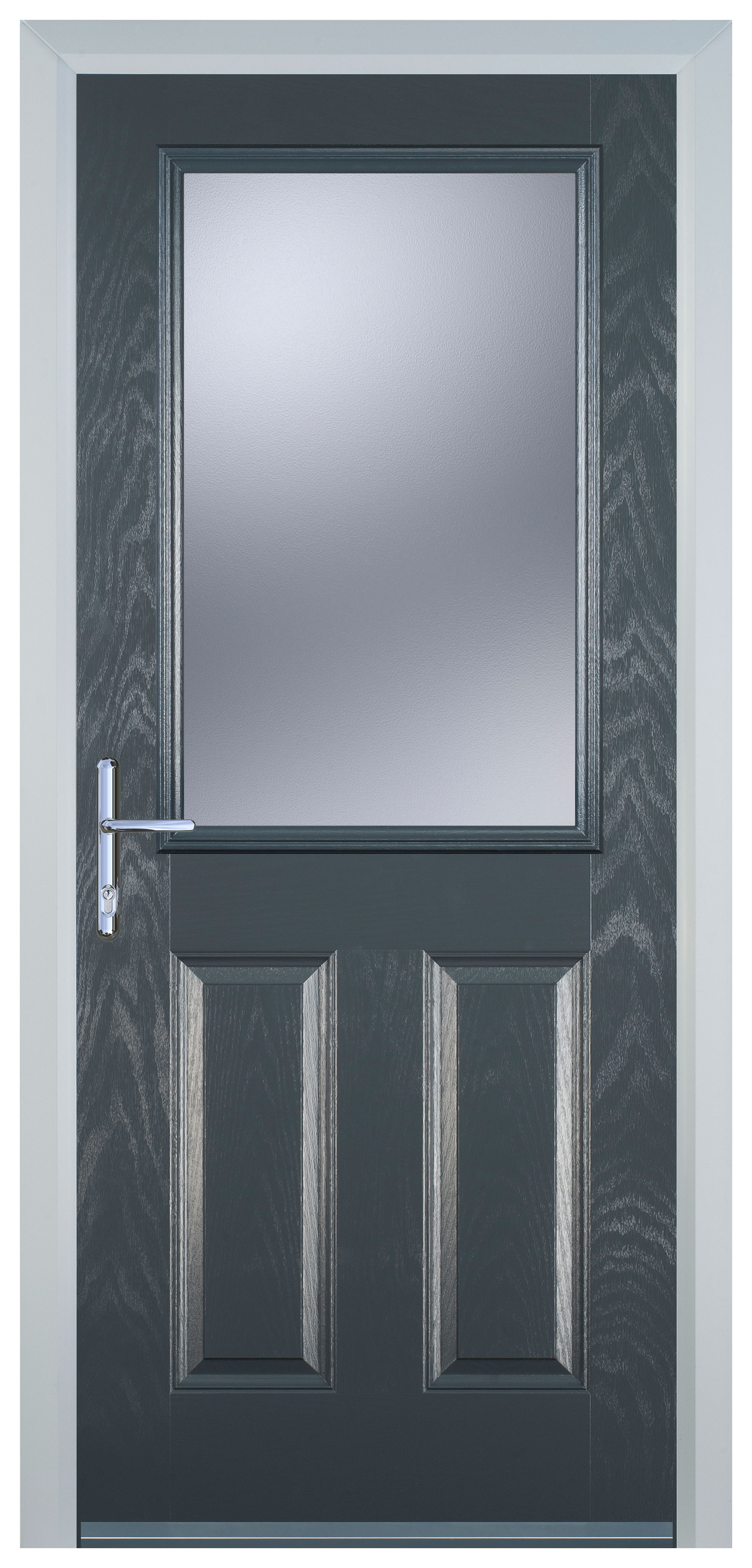 Door-Stop 2 Panel 1 Square Anthracite Grey Right Hand GRP Composite Door - 2100mm