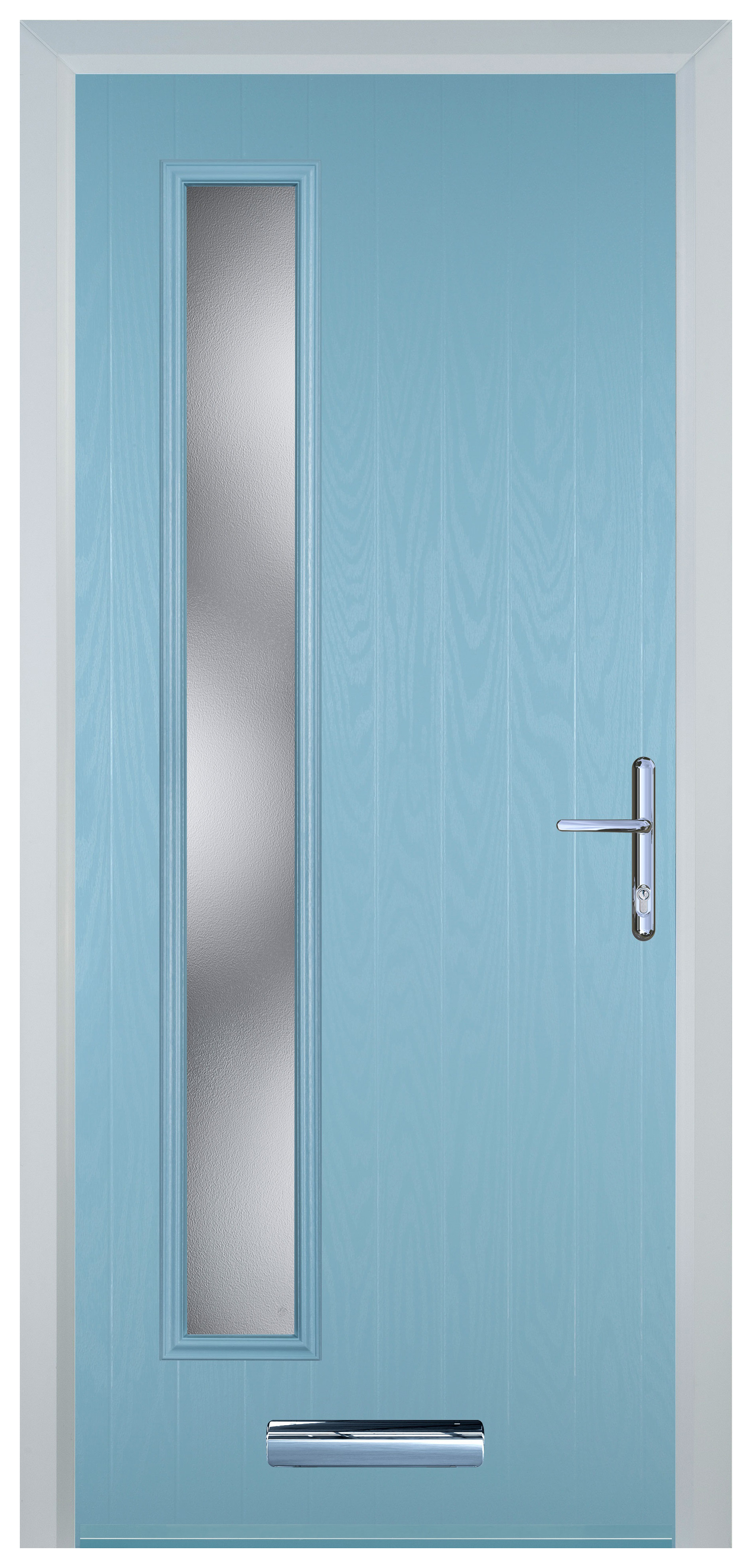 Door-Stop Cottage Long Glazed Duck Egg Blue Left Hand Composite Door - 2100mm