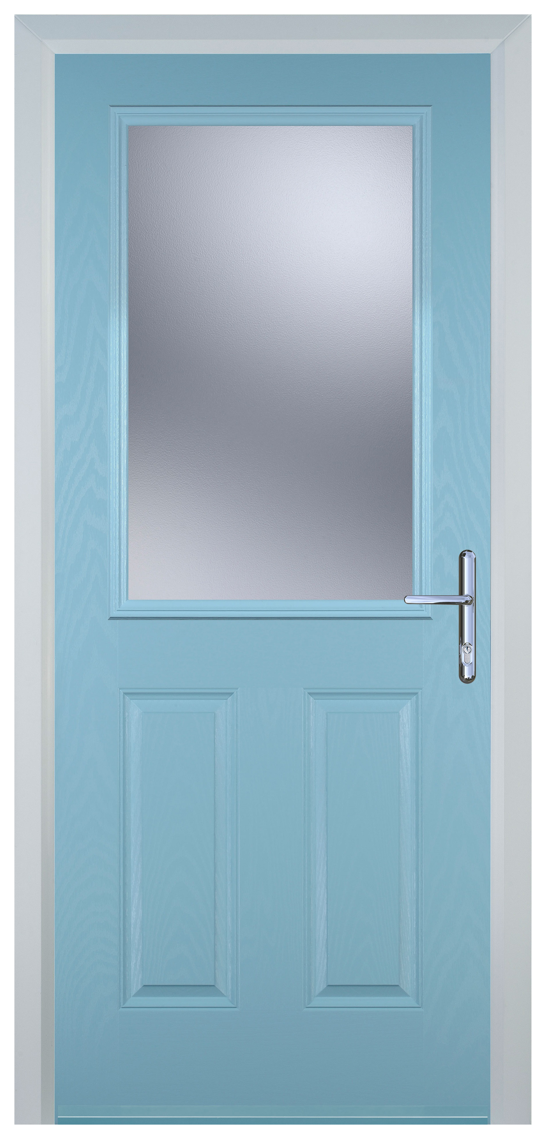 Door-Stop 2 Panel 1 Square Duck Egg Blue Left Hand GRP Composite Door - 2100mm