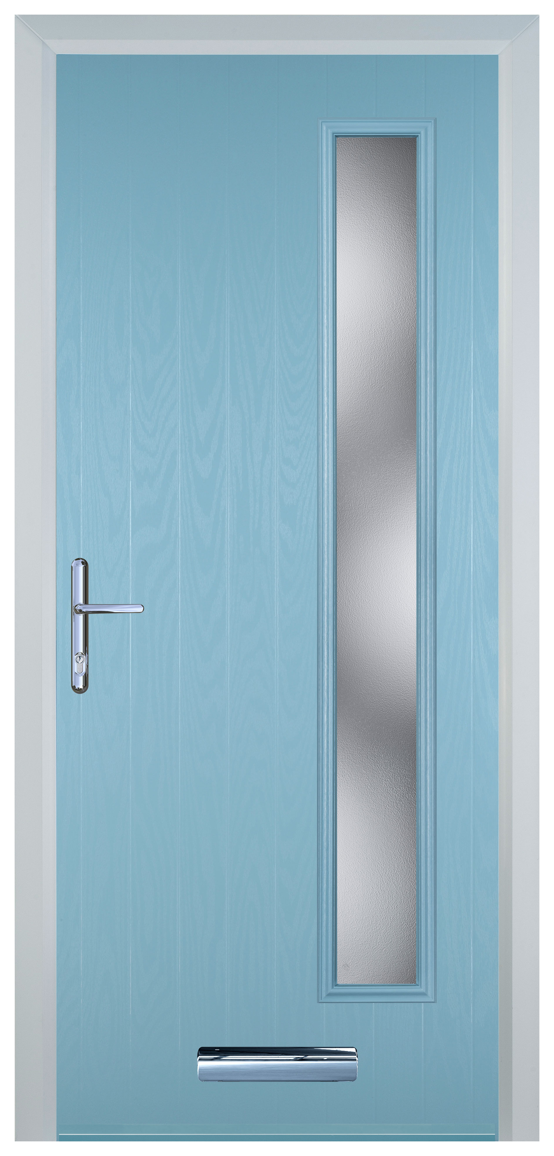 Door-Stop Cottage Long Glazed Duck Egg Blue Right Hand Composite Door - 2100mm