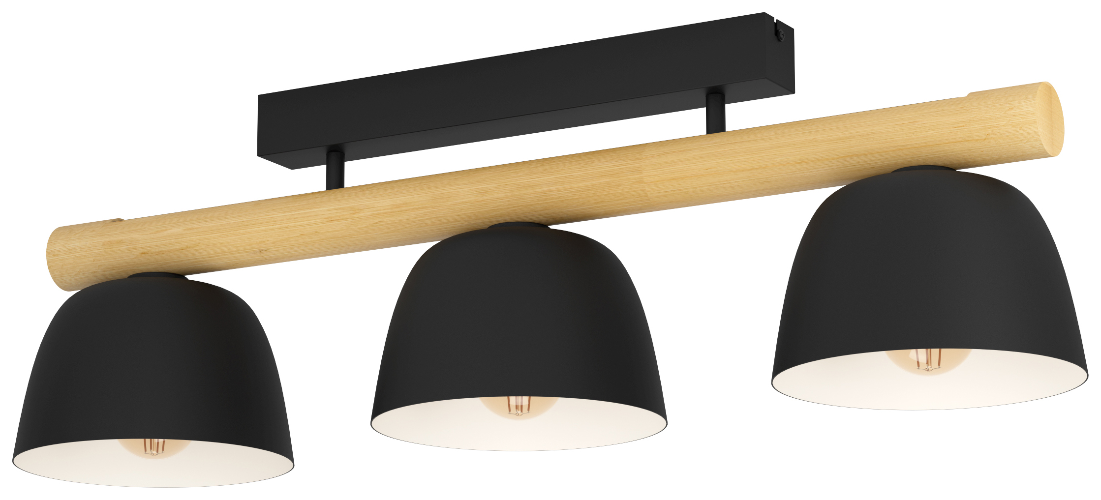 Eglo Sherburn 3 Ceiling Light - Black & Wood