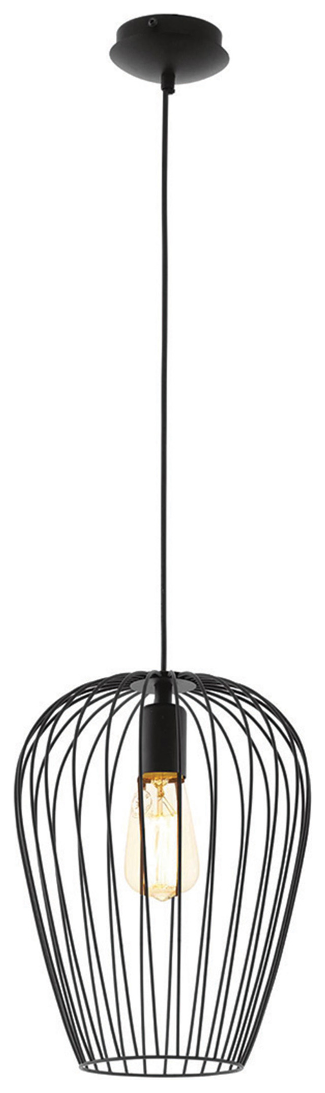Eglo Newtown 1-Light Vintage Pendant Light - Black