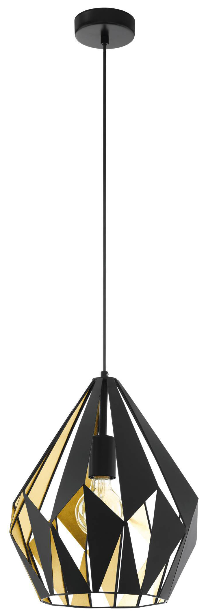 Eglo Carlton 1 Pendant Light - Black & Gold