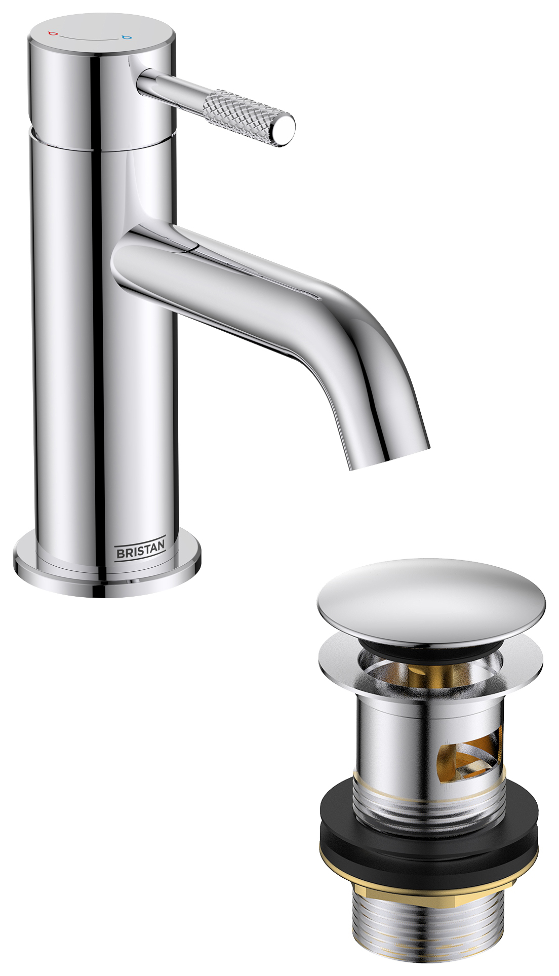 Bristan Molida Eco Start Basin Mixer Tap with Clicker Waste - Chrome