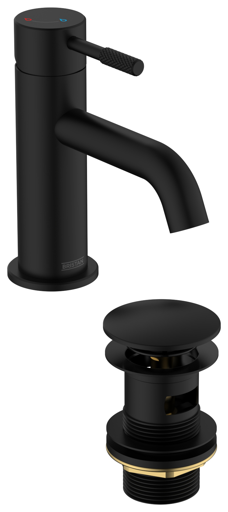 Molida Eco Start Basin Mixer Tap with Clicker Waste - Black