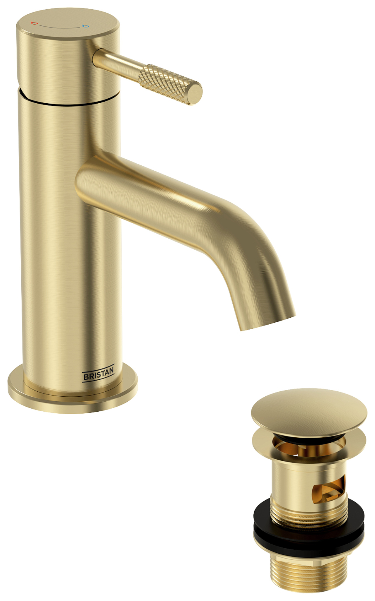 Bristan Molida Eco Start Basin Mixer Tap with Clicker Waste - Brushed Brass