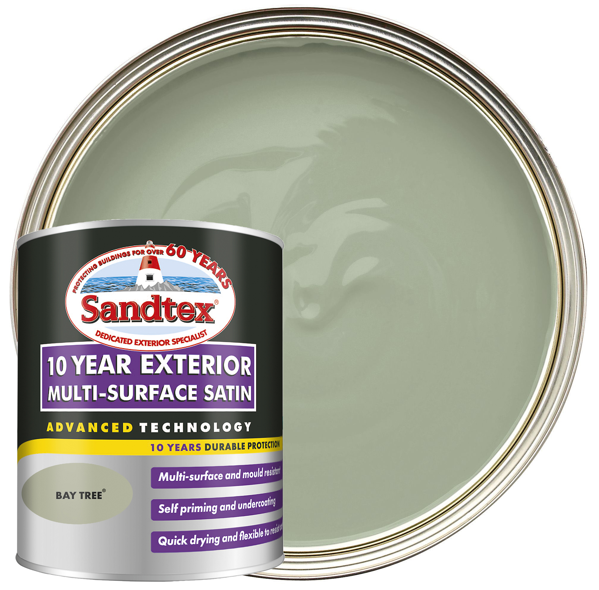 Sandtex 10 Year Multi Surface Exterior Satin - Bay Tree - 750ml