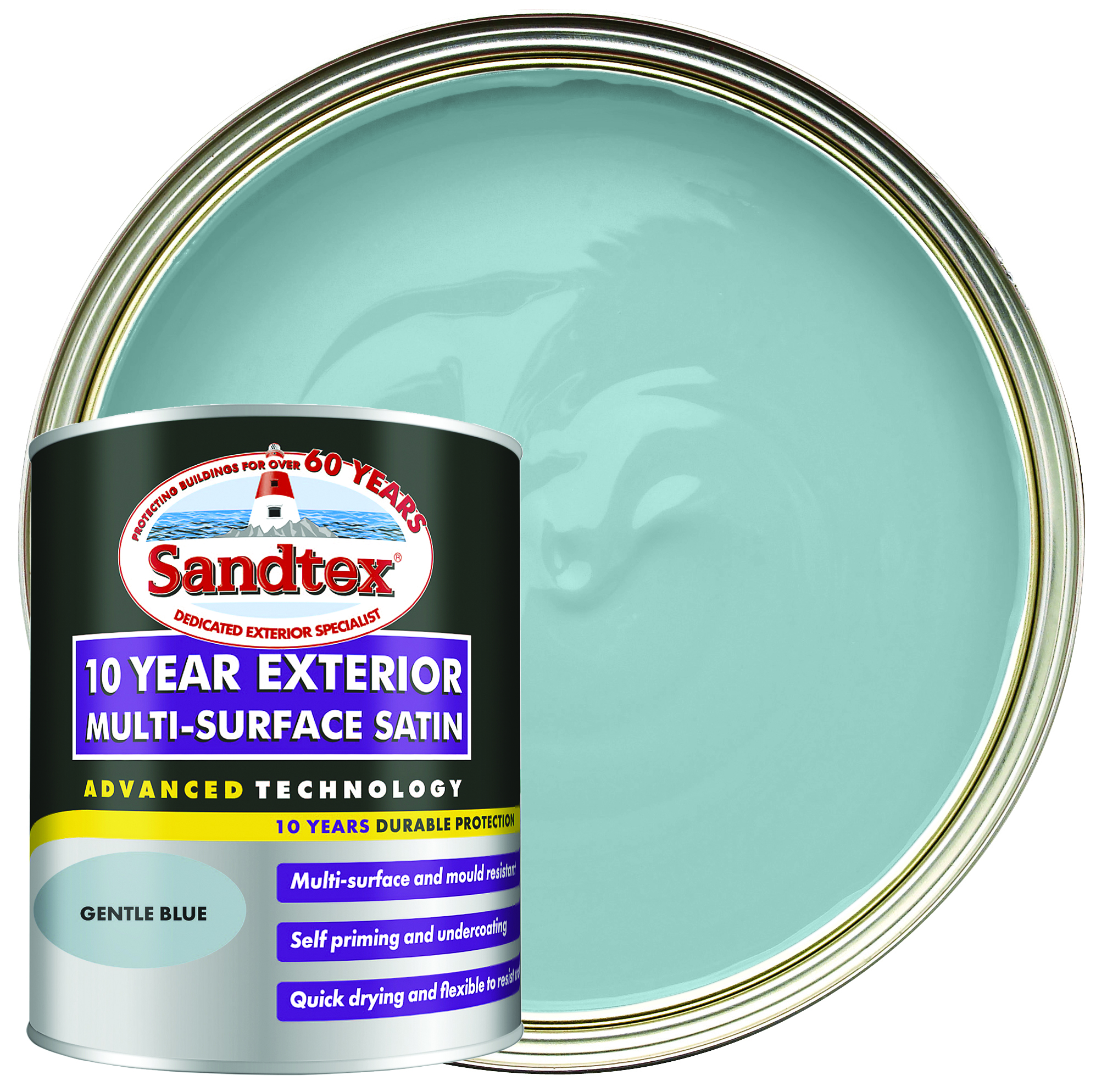 Sandtex 10 Year Multi Surface Exterior Satin - Gentle Blue - 750ml