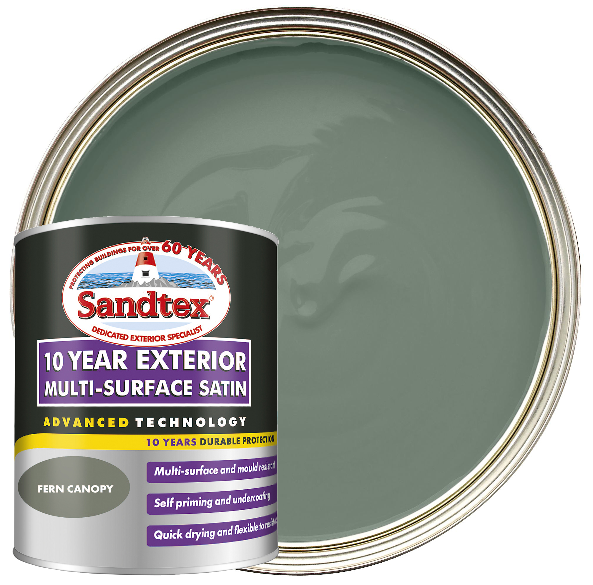 Sandtex 10 Year Multi Surface Exterior Satin - Fern Canopy - 750ml