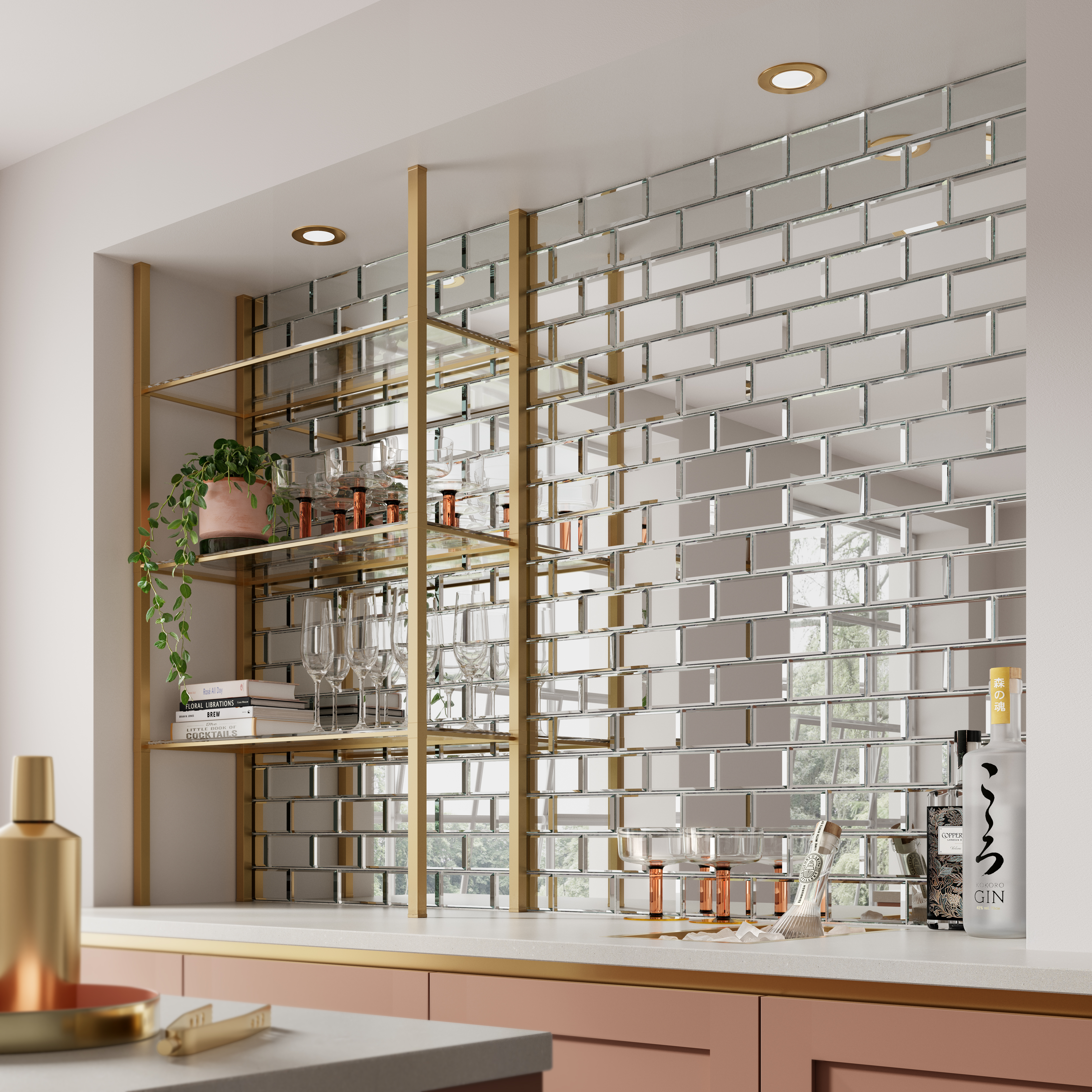 Bevel Mirror Brick Mosaic Tile Sheet - 305 x 300mm