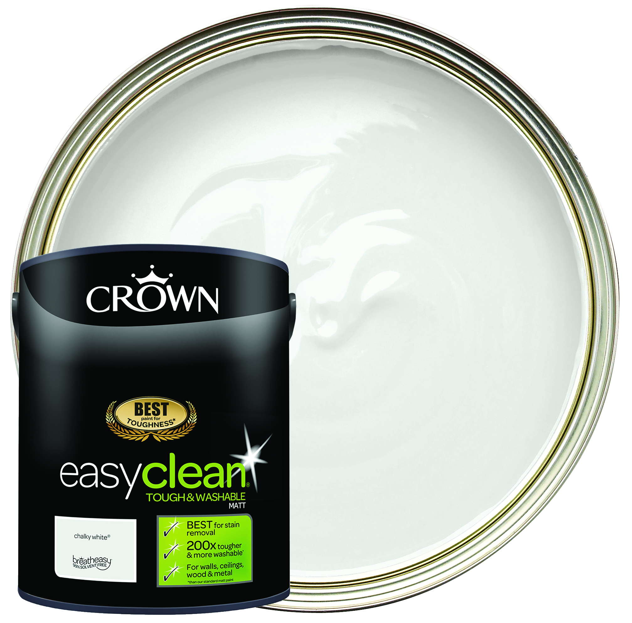 Crown easyclean Matt Emulsion Chalky White 5L