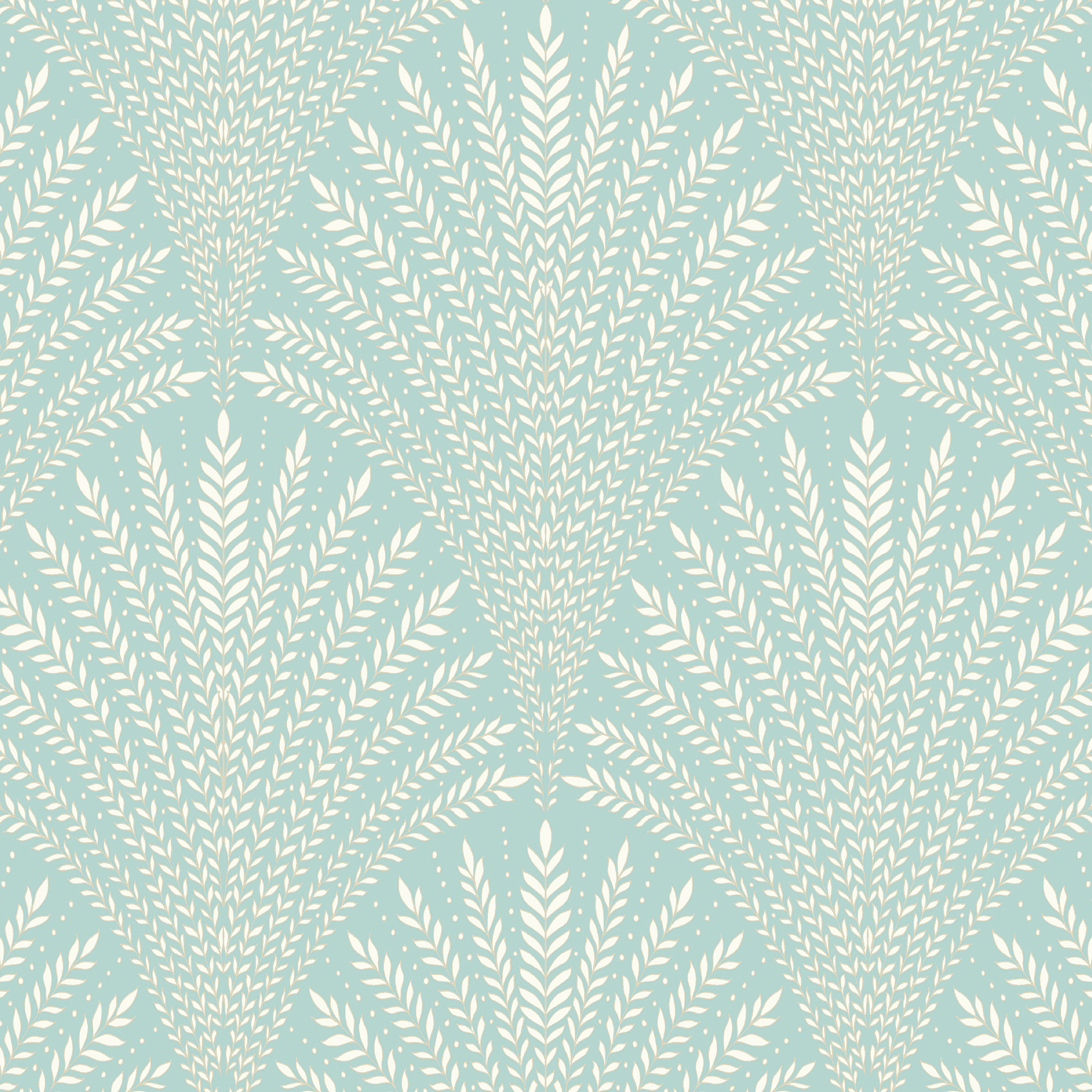 Hoopla Leaf Fan Duck Egg Blue Matt Wallpaper Sample
