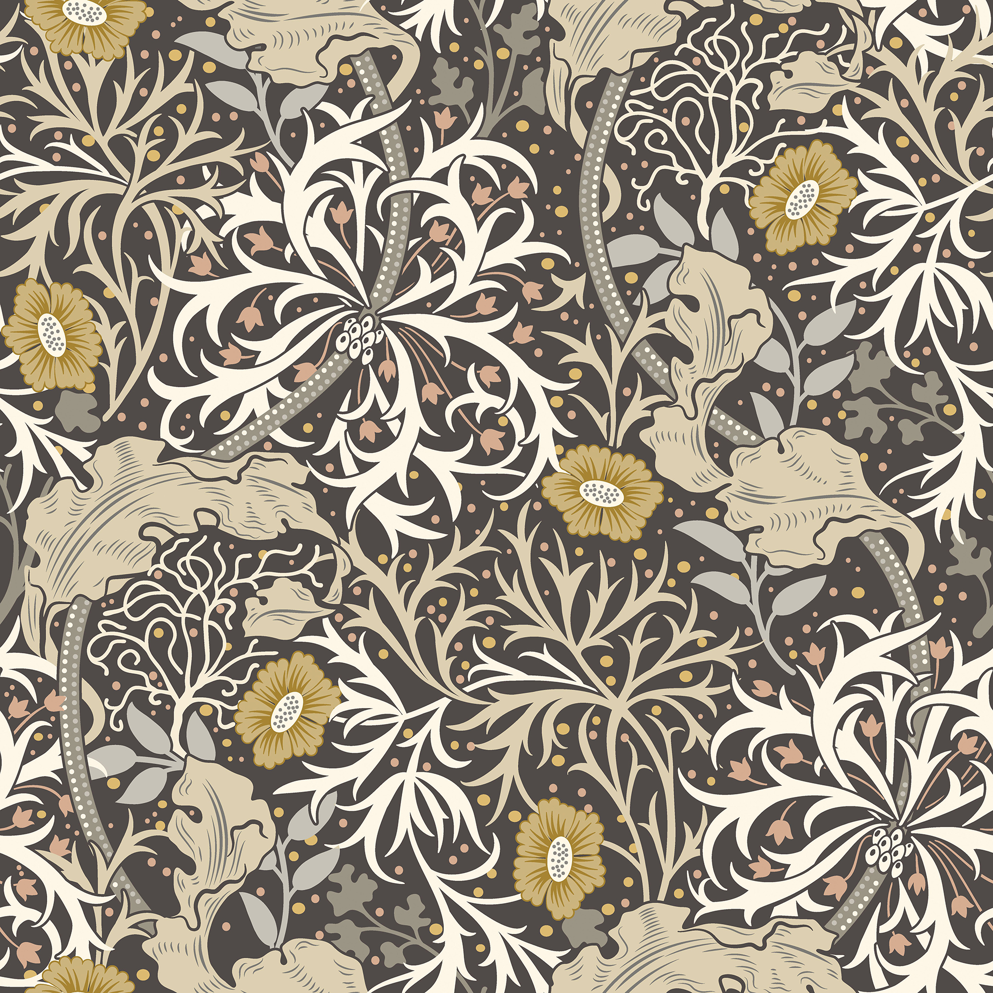 Hoopla Seaweed Garden Slate Matt Wallpaper Sample