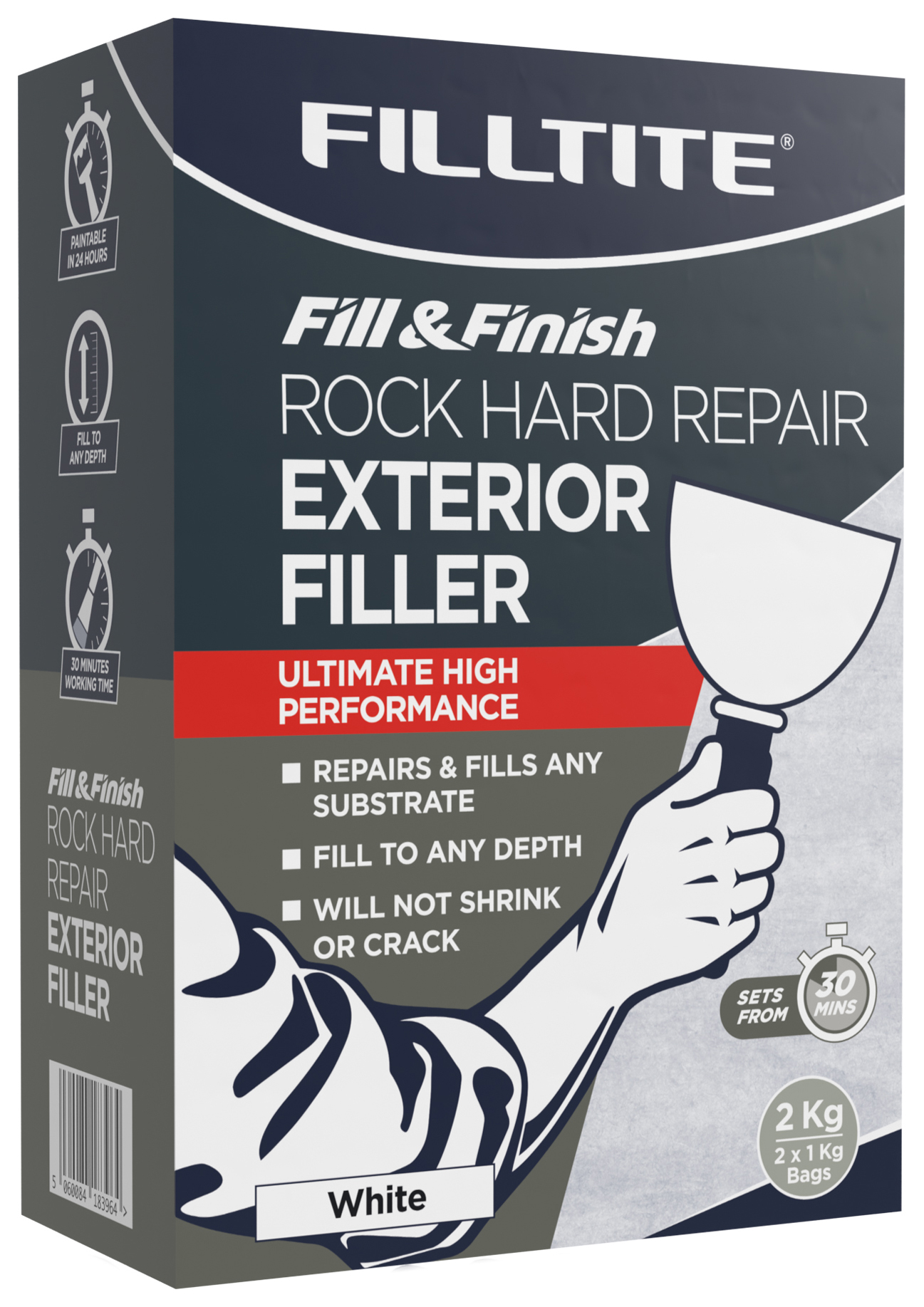 Filltite Fill & Finish Rock Hard Exterior Filler - 2kg