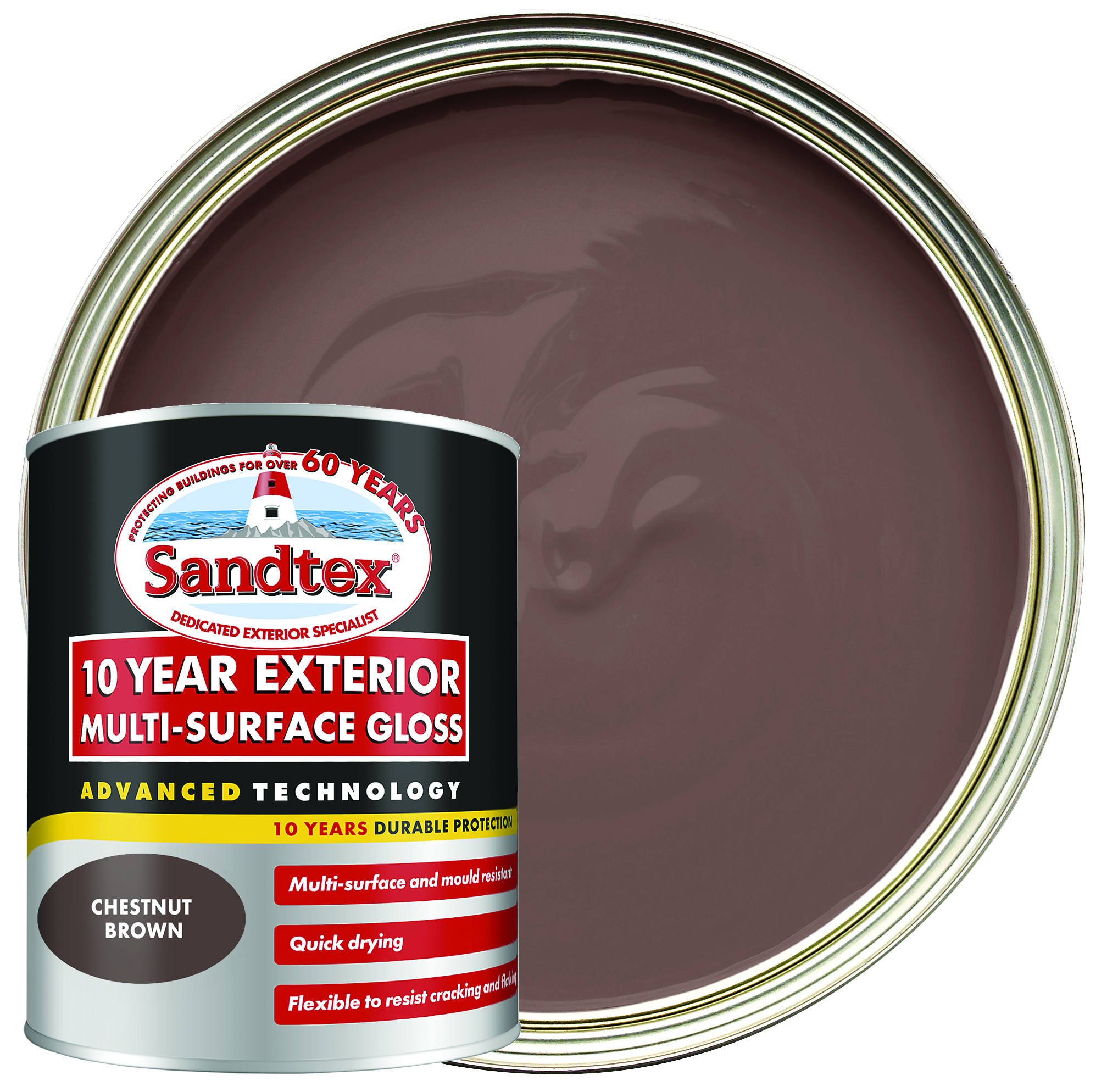 Sandtex 10 Year Multisurface Gloss - Chestnut Brown 750ml