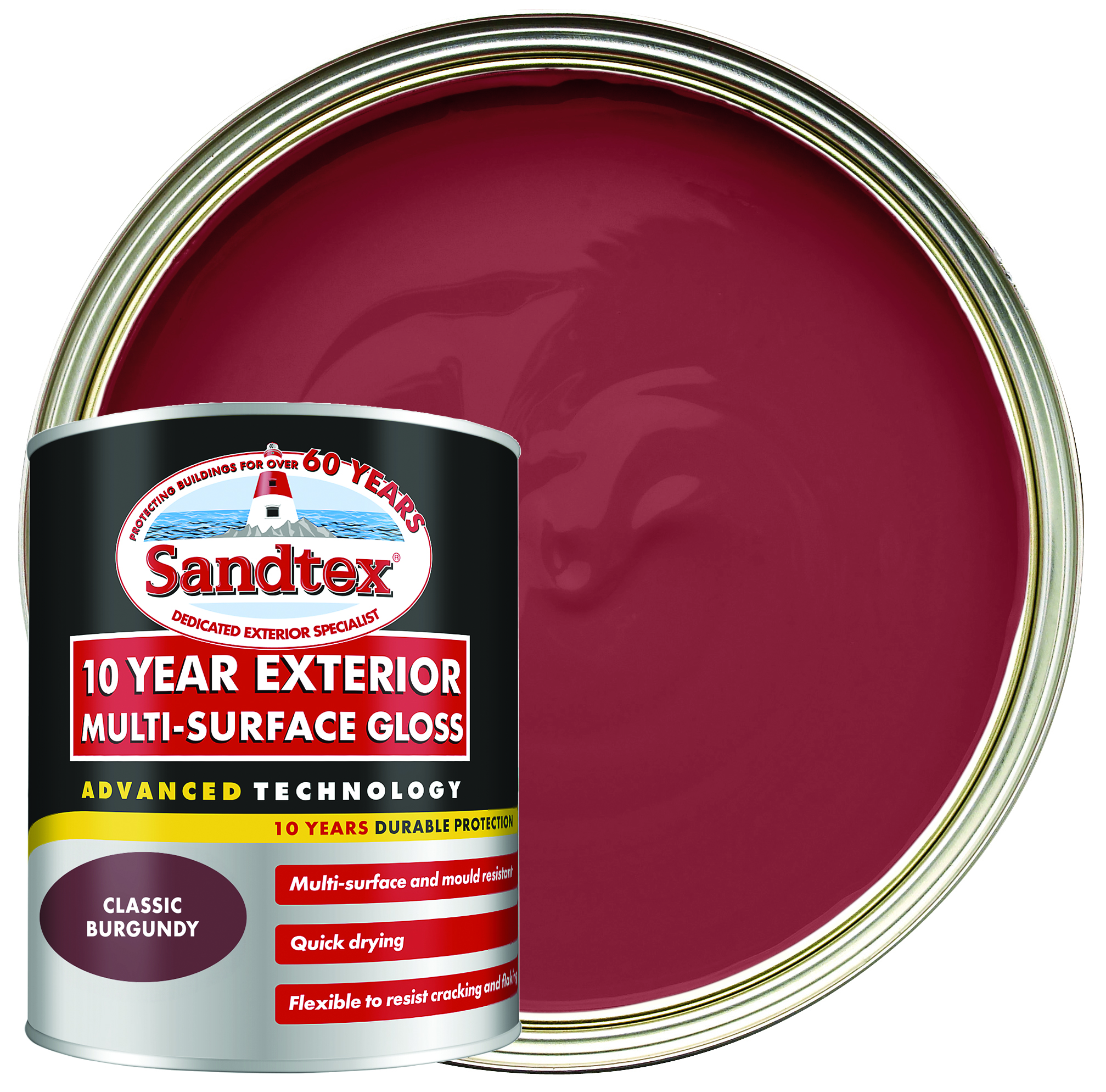 Sandtex 10 Year Multisurface Gloss - Classic Burgundy 750ml