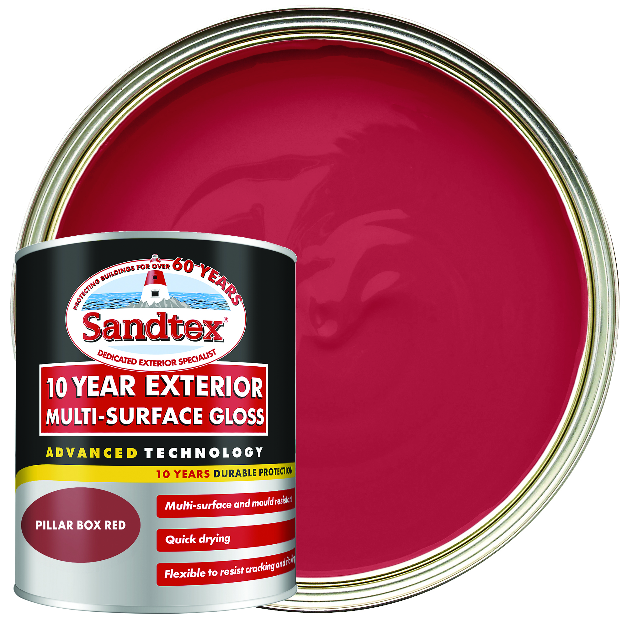 Sandtex 10 Year Multisurface Gloss - Pillar Box Red - 750ml