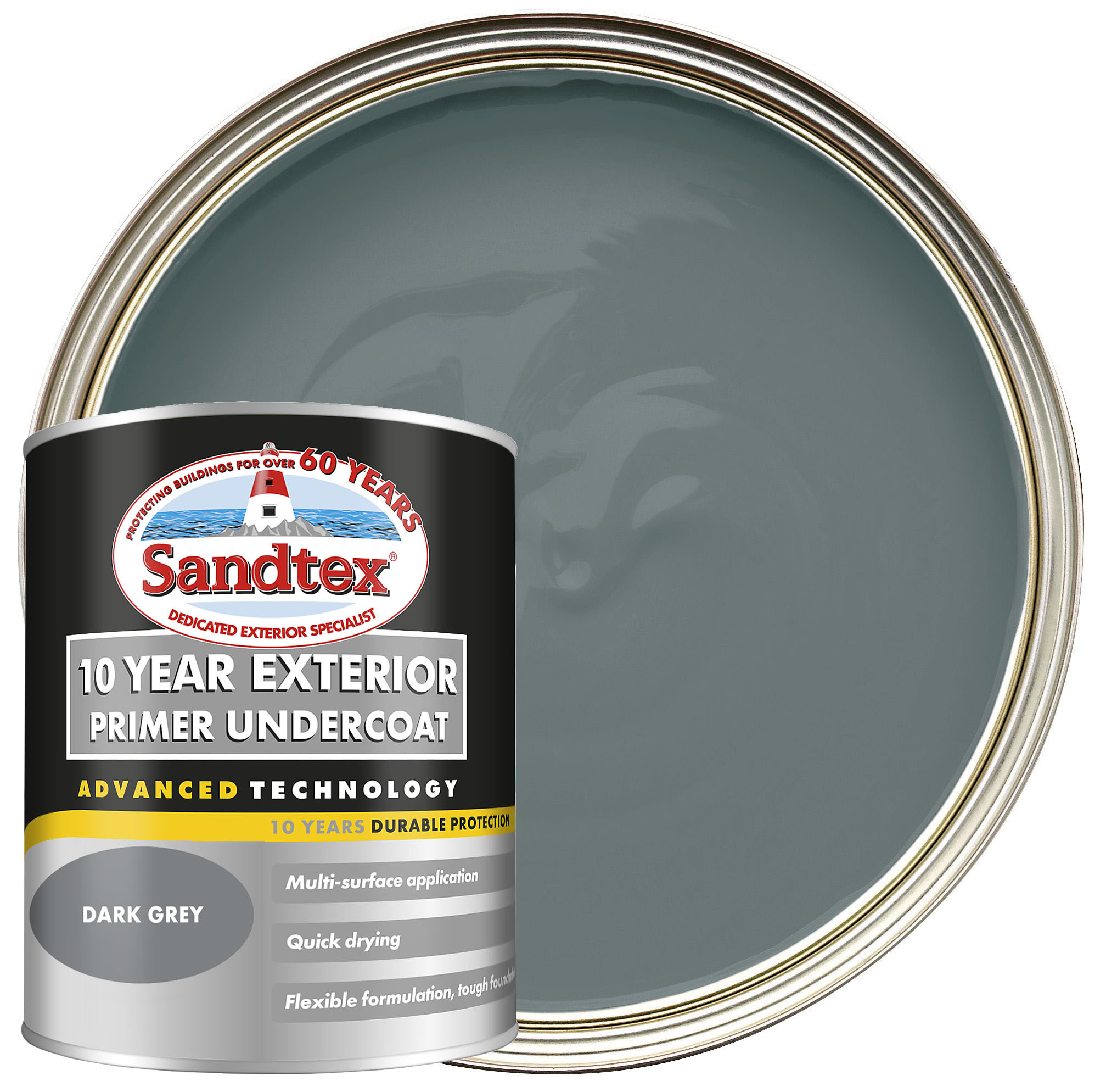 Sandtex 10 Year Primer Undercoat - Dark Grey 750ml