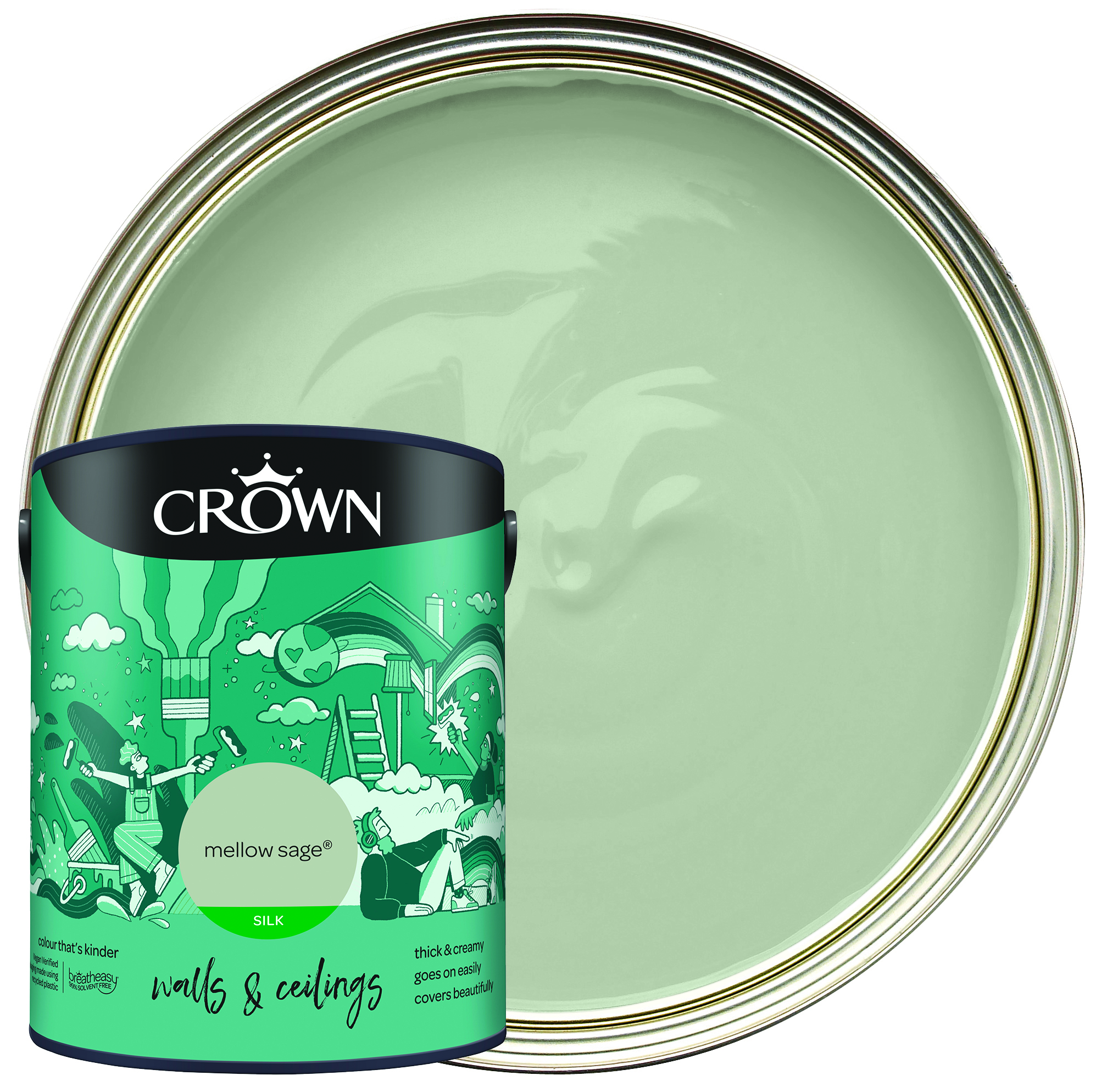 Crown Silk Emulsion Paint - Mellow Sage - 5L