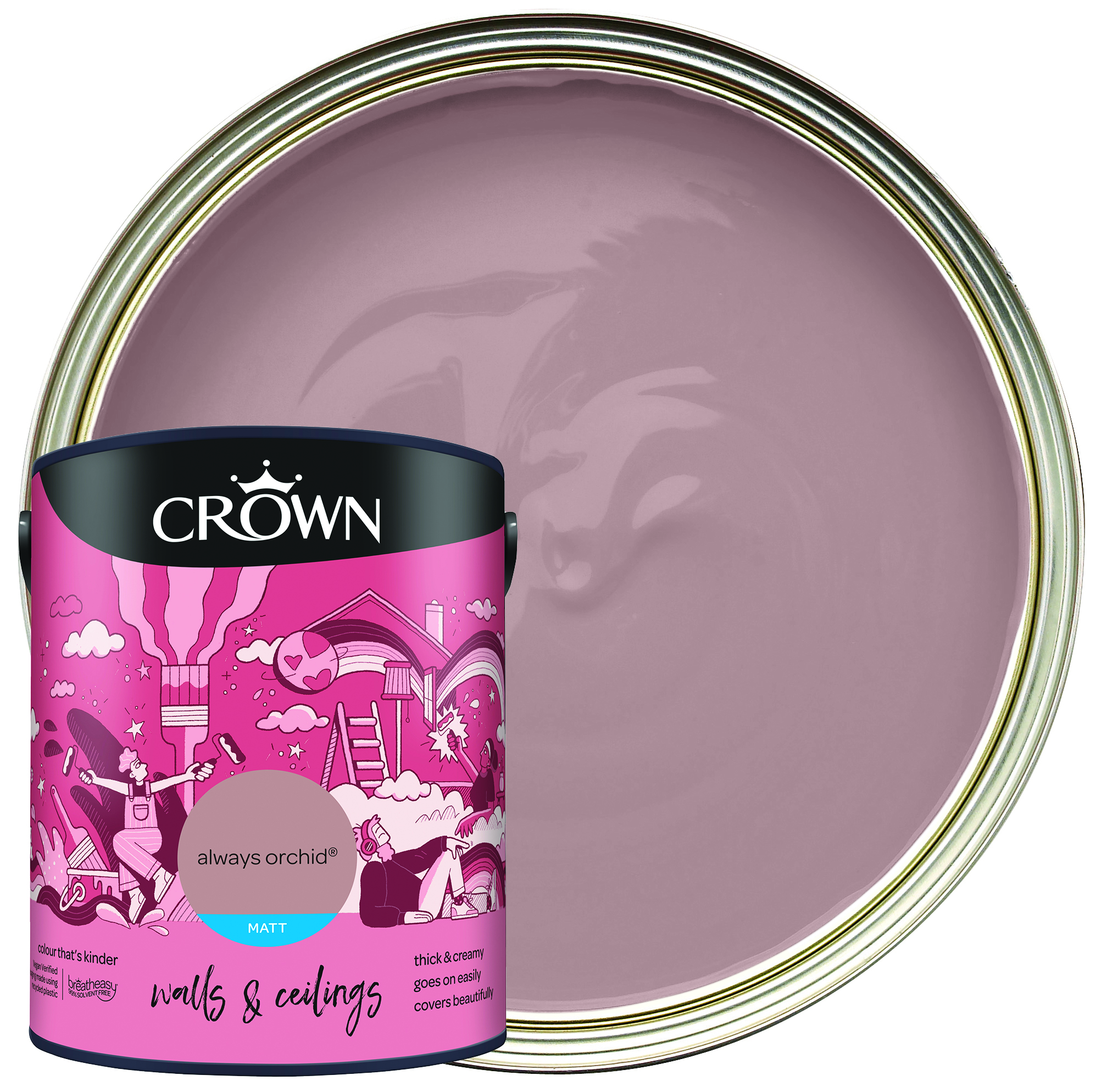 Crown Matt Emulsion Paint - Always Orchid - 5L