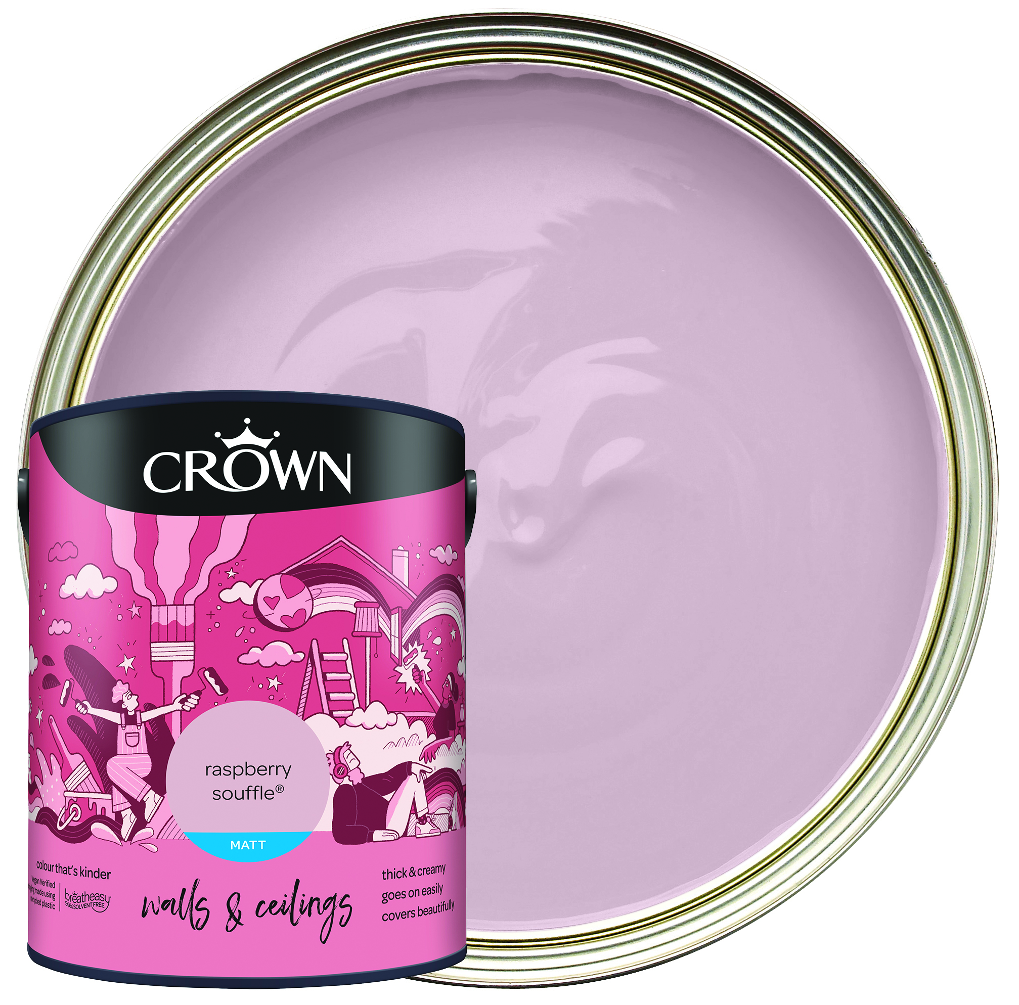 Crown Matt Emulsion Paint - Raspberry Souffle - 5L