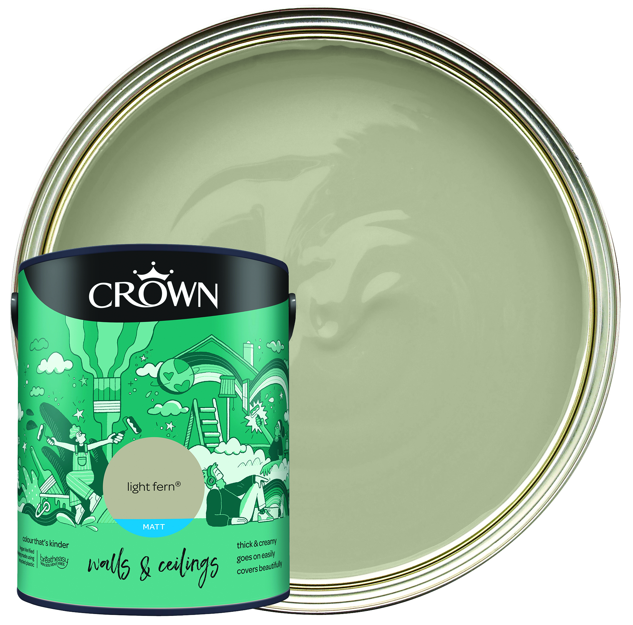 Crown Matt Emulsion Paint - Light Fern - 5L