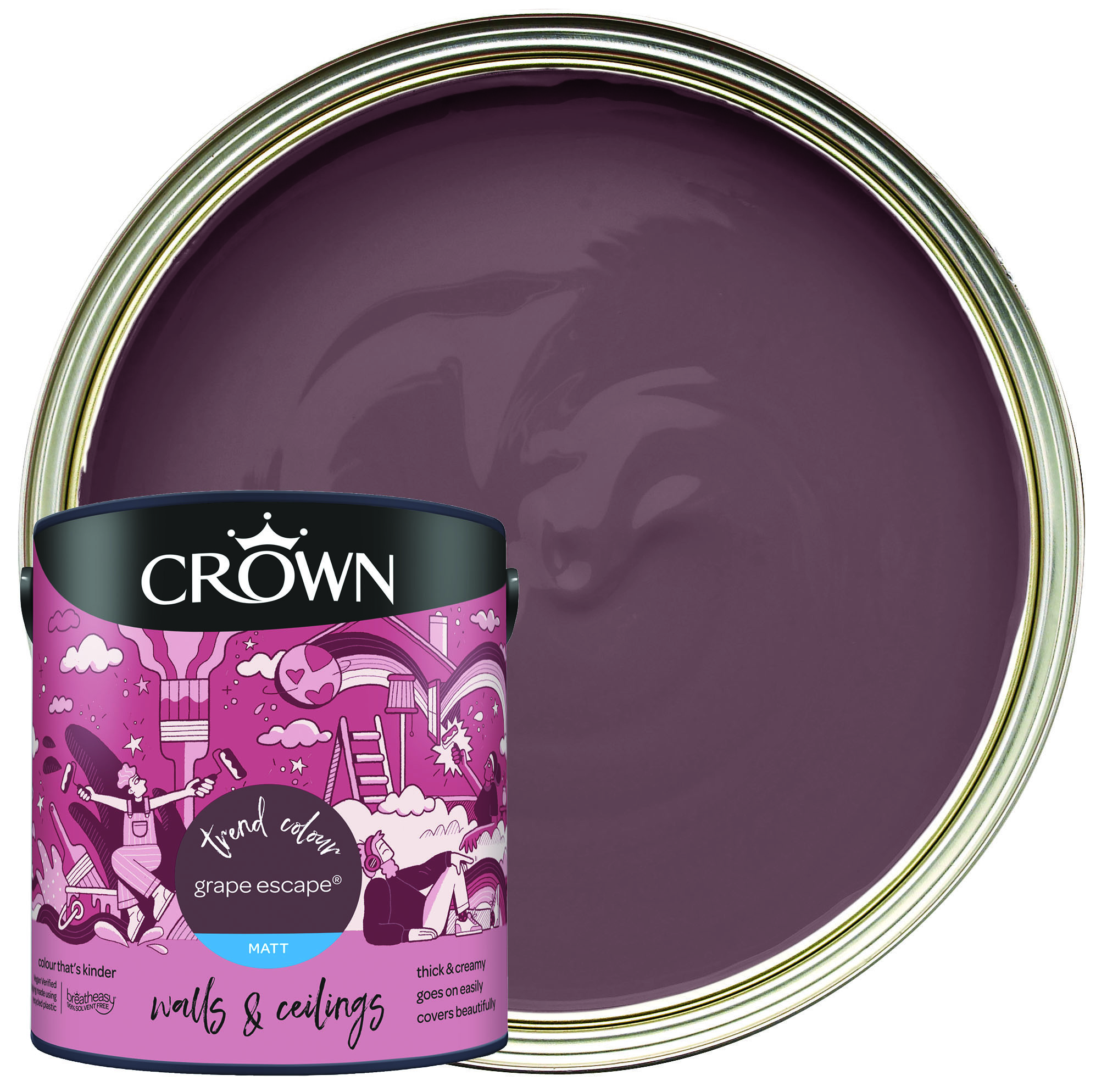 Crown Matt Emulsion Paint - Grape Escape - 2.5L