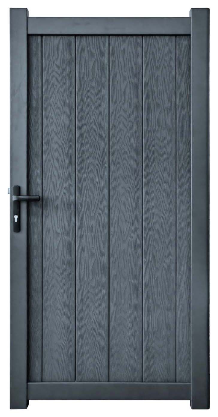 Readymade Anthracite Grey Vertical Composite Infill with Aluminium Frame Pedestrian Gate - 1000 x 1800mm