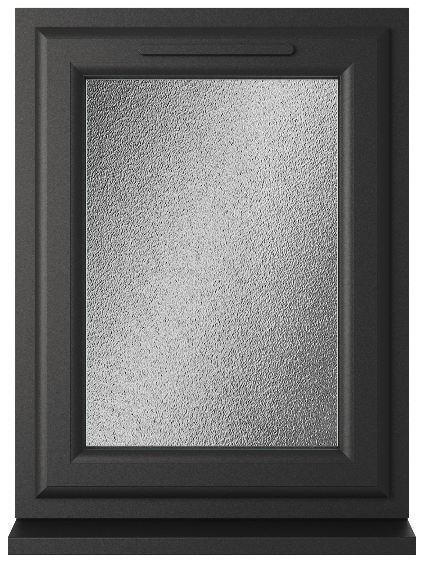 Crystal uPVC Black Left Hand Side Hung Obscure Triple Glazed Window - 610 x 965mm