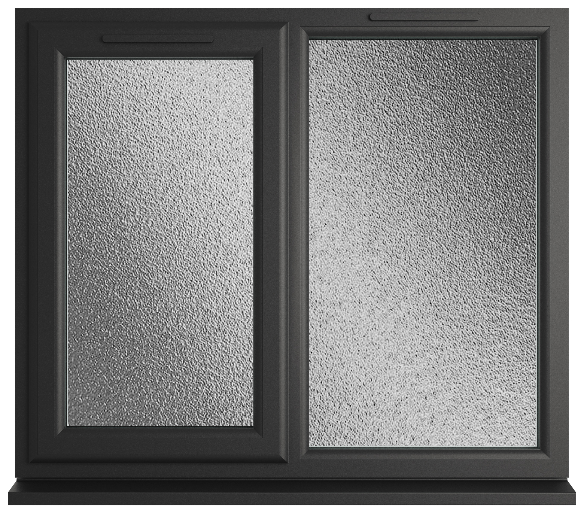 Crystal uPVC Black Left Hand Side Hung Next to a Fixed Light Obscure Triple Glazed Window - 1190 x 1040mm