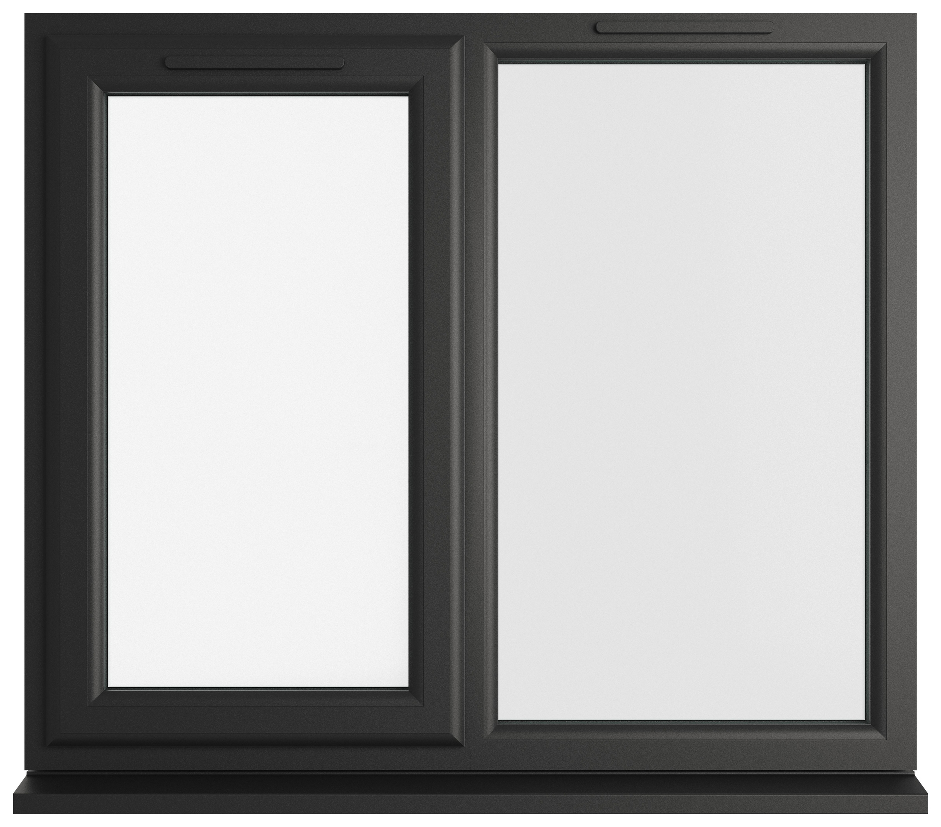 Crystal uPVC Black Left Hand Side Hung Next to a Fixed Light Clear Triple Glazed Window - 1190 x 1040mm