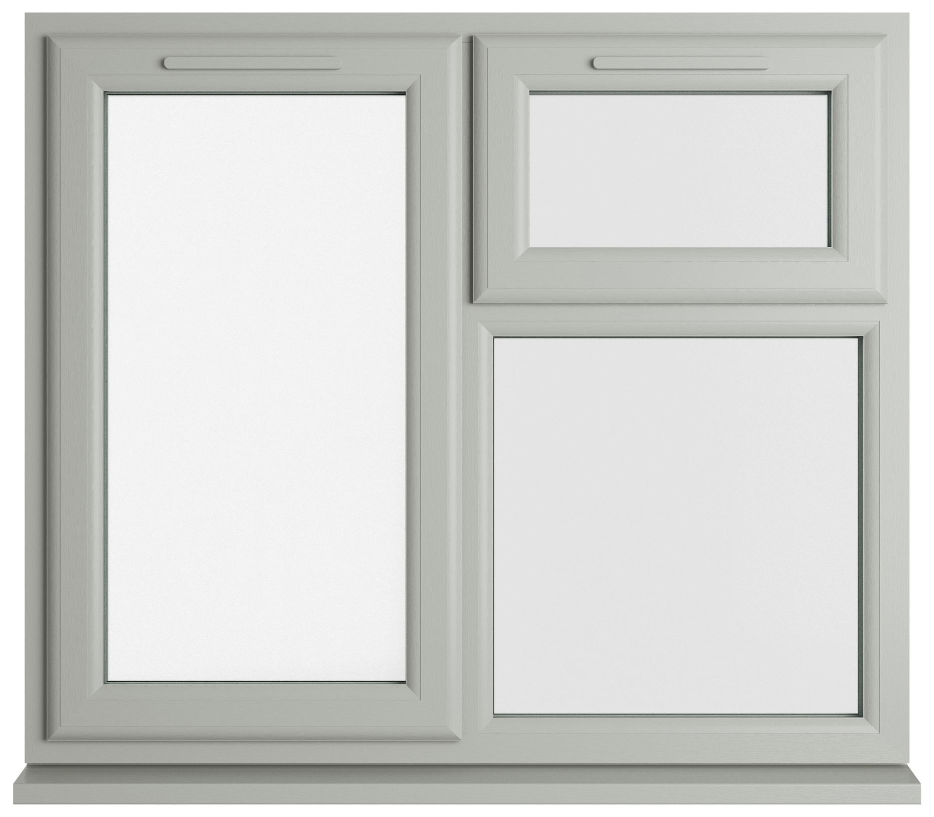 Crystal uPVC Agate Grey Left Hand Side Hung Next to a Top Opener Over a Fixed Light Clear Triple Glazed Window - 1190 x 965mm