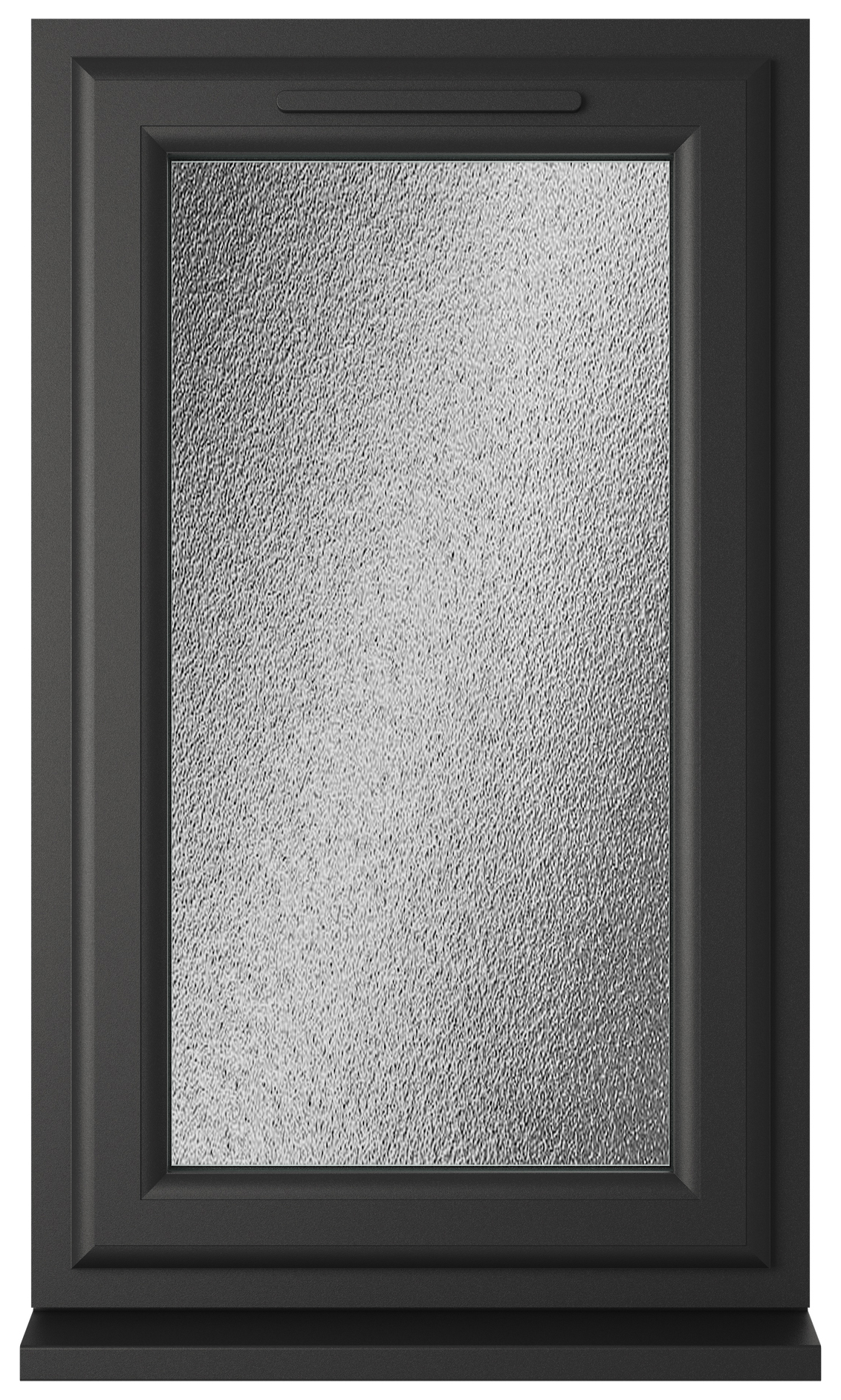 Crystal uPVC Black Right Hand Side Hung Obscure Triple Glazed Window - 610 x 1040mm