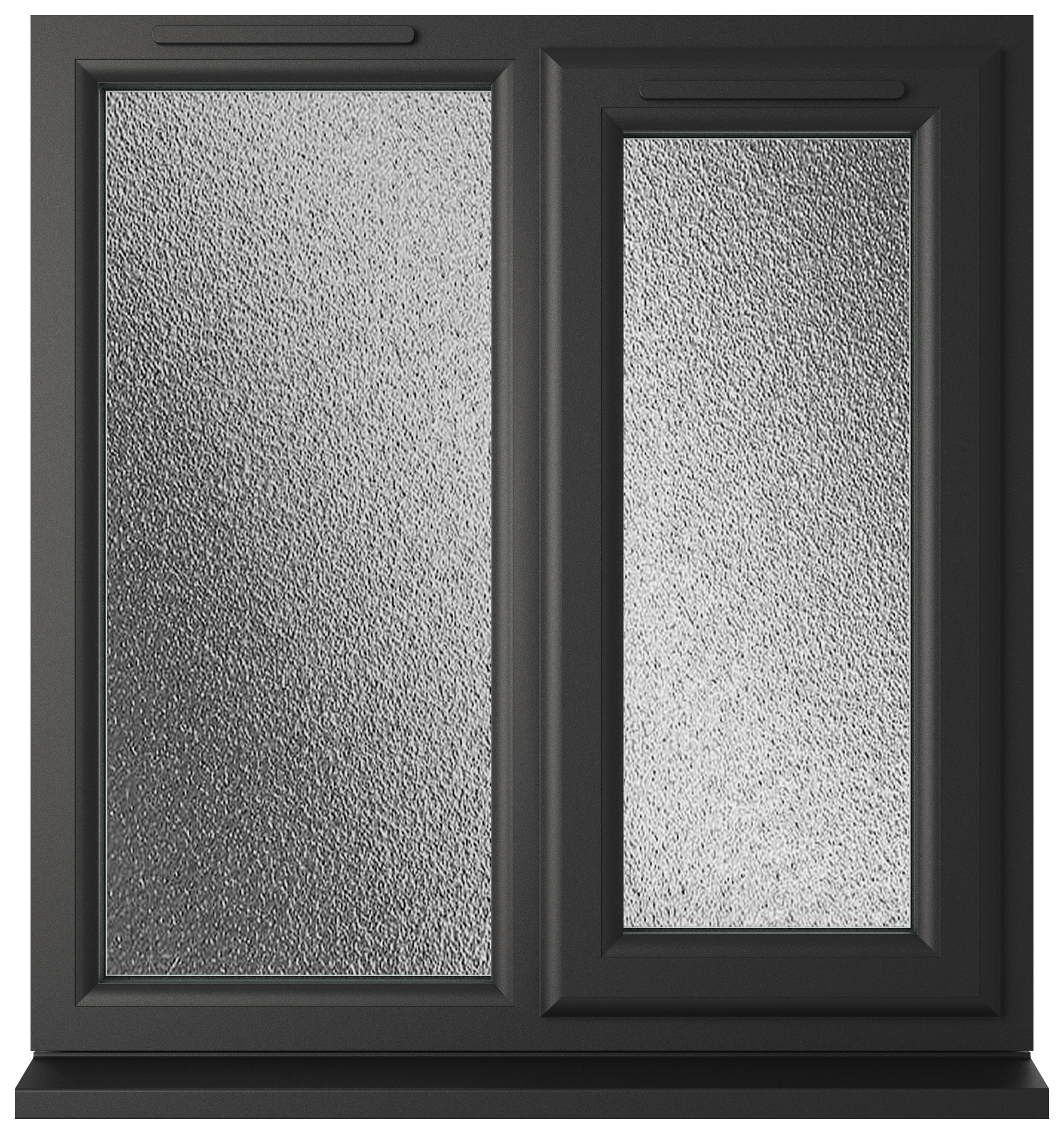 Crystal uPVC Black Right Hand Side Hung Next to a Fixed Light Obscure Triple Glazed Window - 905 x 965mm