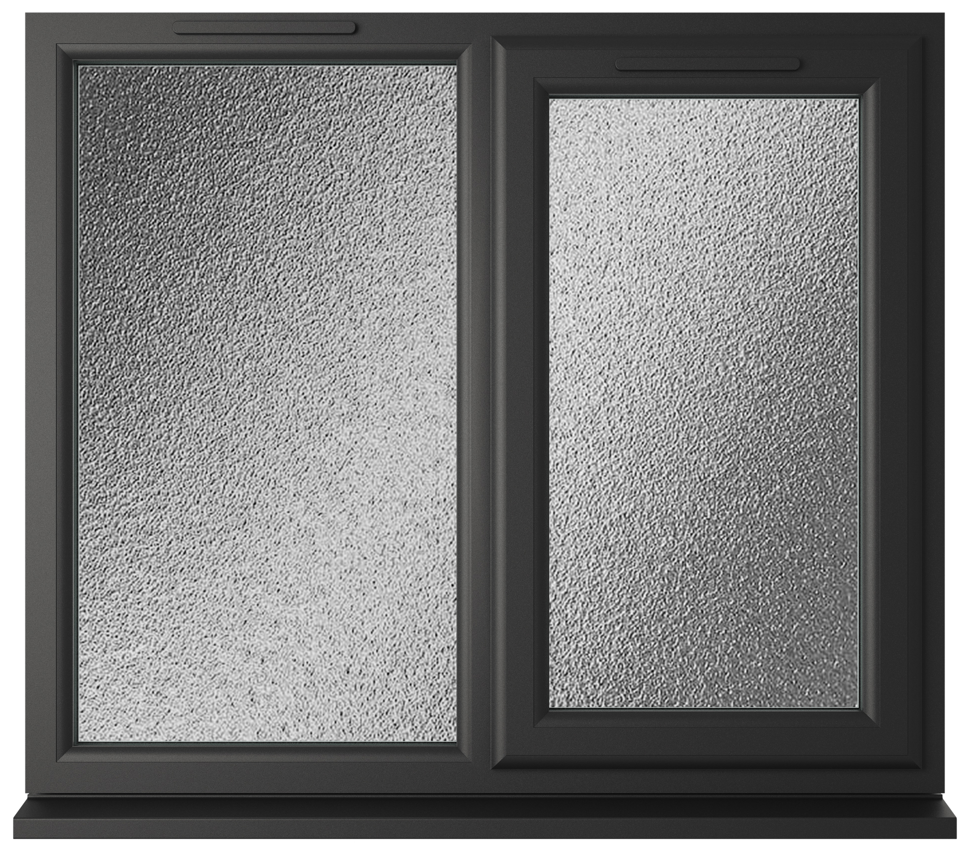 Crystal uPVC Black Right Hand Side Hung Next to a Fixed Light Obscure Triple Glazed Window - 1190 x 1115mm