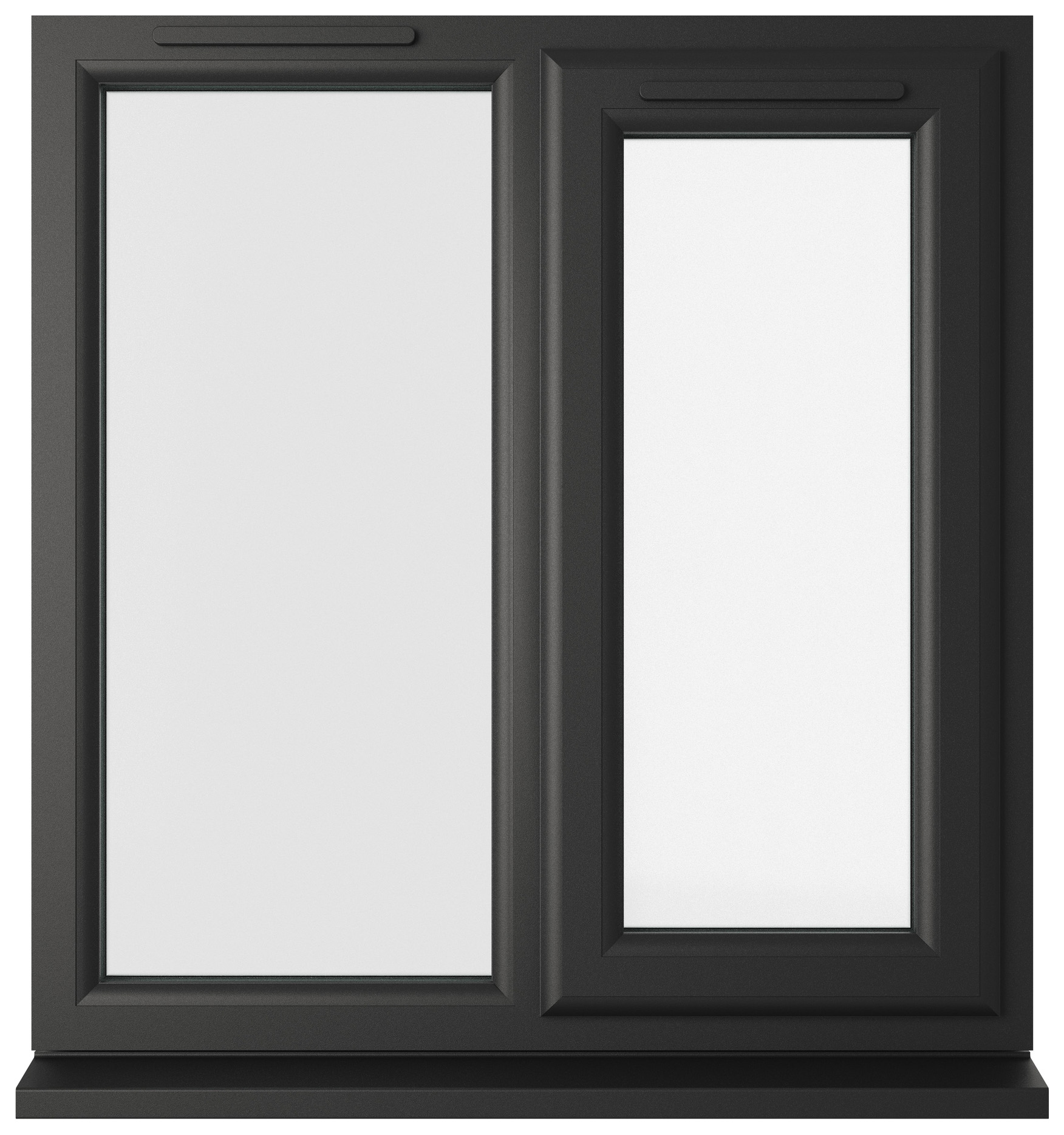 Crystal uPVC Black Right Hand Side Hung Next to a Fixed Light Clear Triple Glazed Window - 905 x 965mm