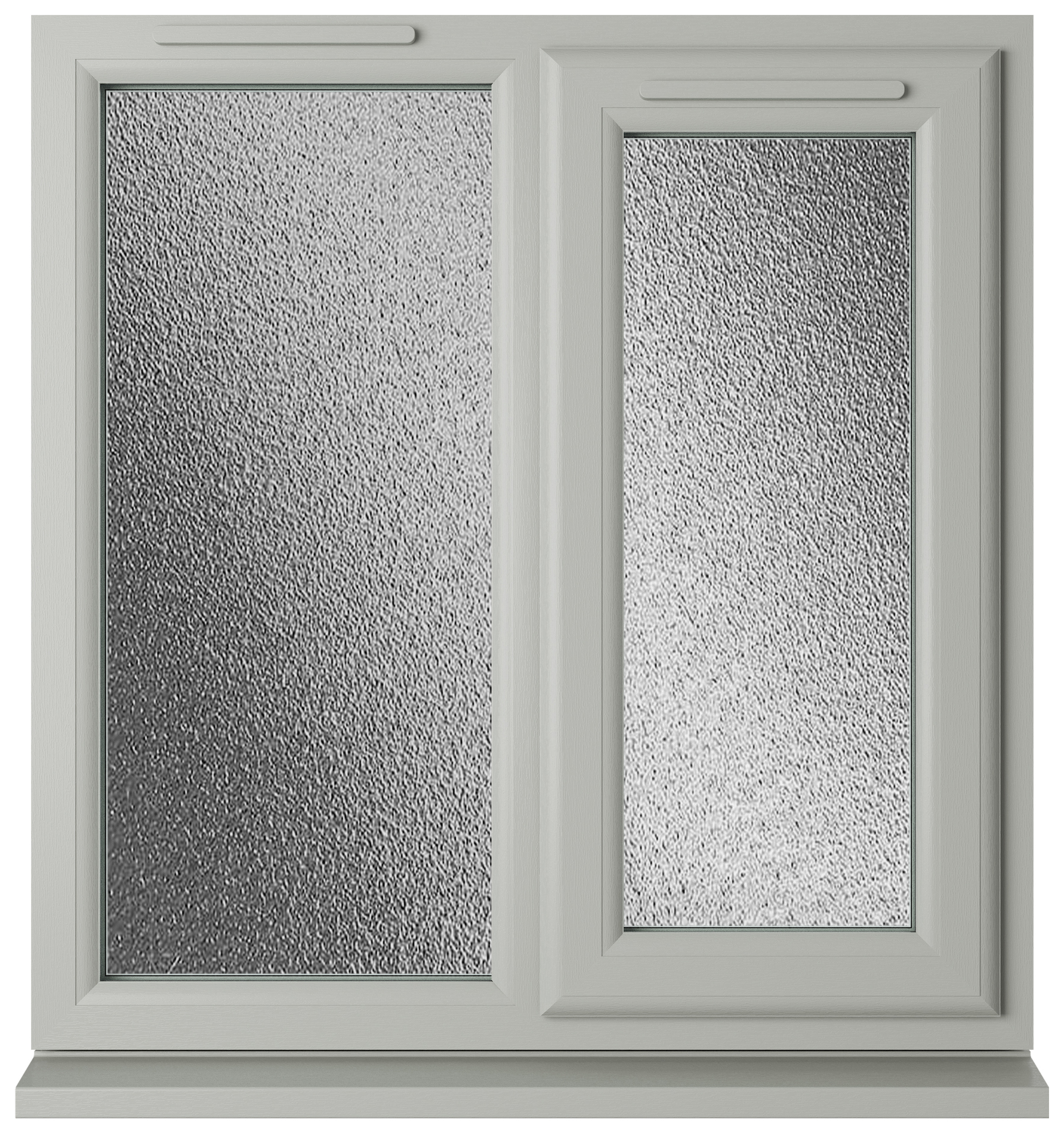 Crystal uPVC Agate Grey Right Hand Side Hung Next to a Fixed Light Obscure Triple Glazed Window - 905 x 965mm