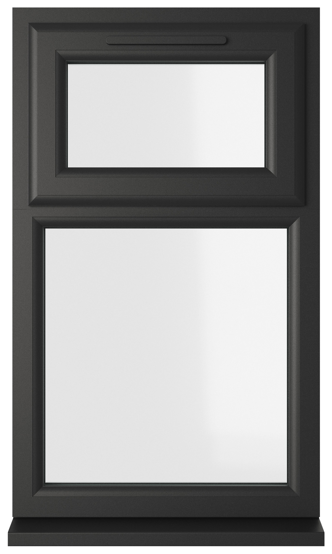 Crystal uPVC Black Top Hung Opener Over Fixed Light Clear Triple Glazed Window - 610 x 1115mm