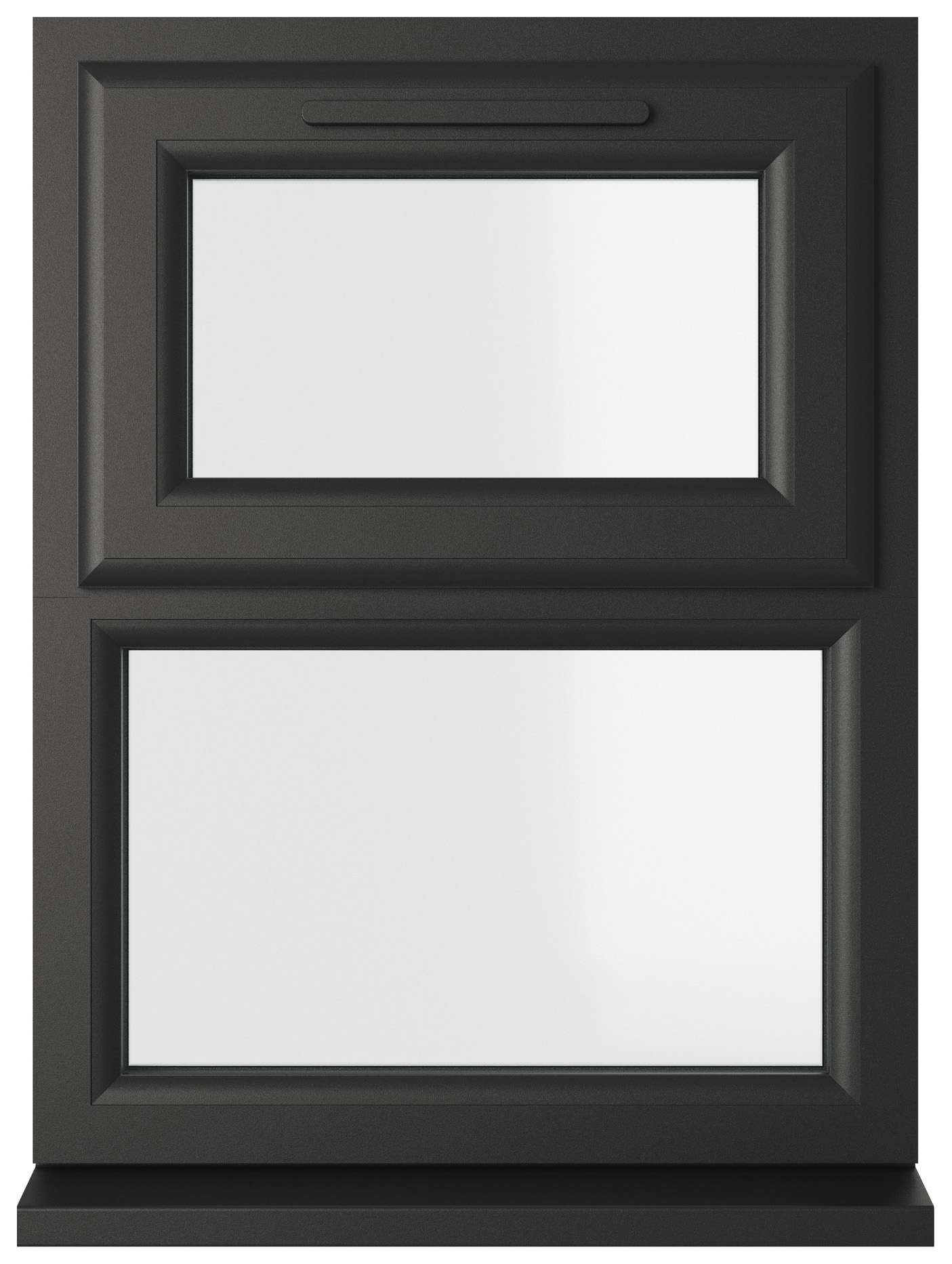 Crystal uPVC Black Top Hung Opener Over Fixed Light Clear Triple Glazed Window - 905 x 1040mm