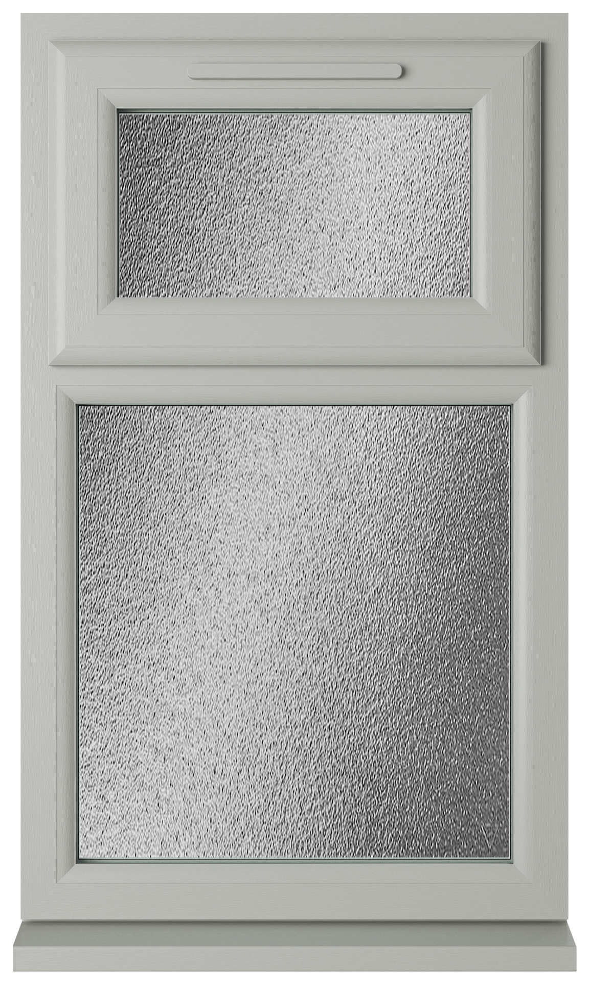 Crystal uPVC Agate Grey Top Hung Opener Over Fixed Light Obscure Triple Glazed Window - 610 x 1040mm