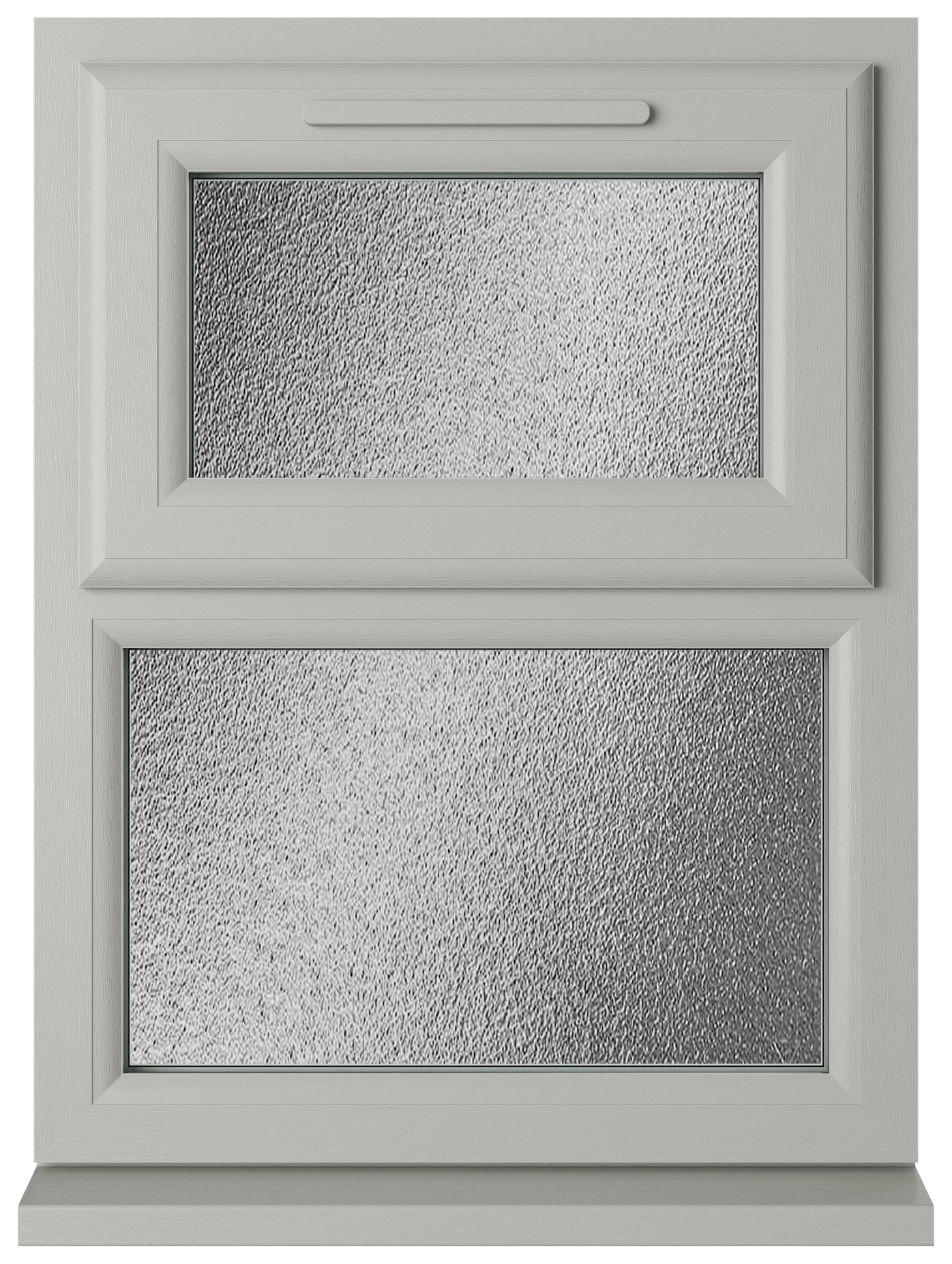 Crystal uPVC Agate Grey Top Hung Opener Over Fixed Light Obscure Triple Glazed Window - 905 x 1040mm