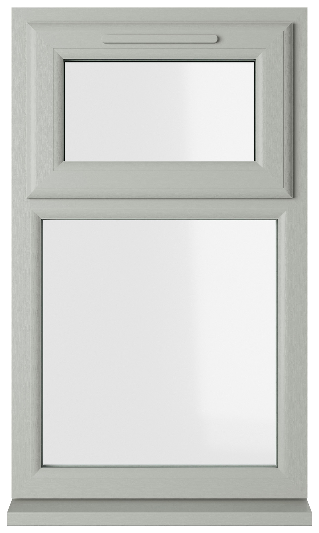 Crystal uPVC Agate Grey Top Hung Opener Over Fixed Light Clear Triple Glazed Window - 610 x 1190mm